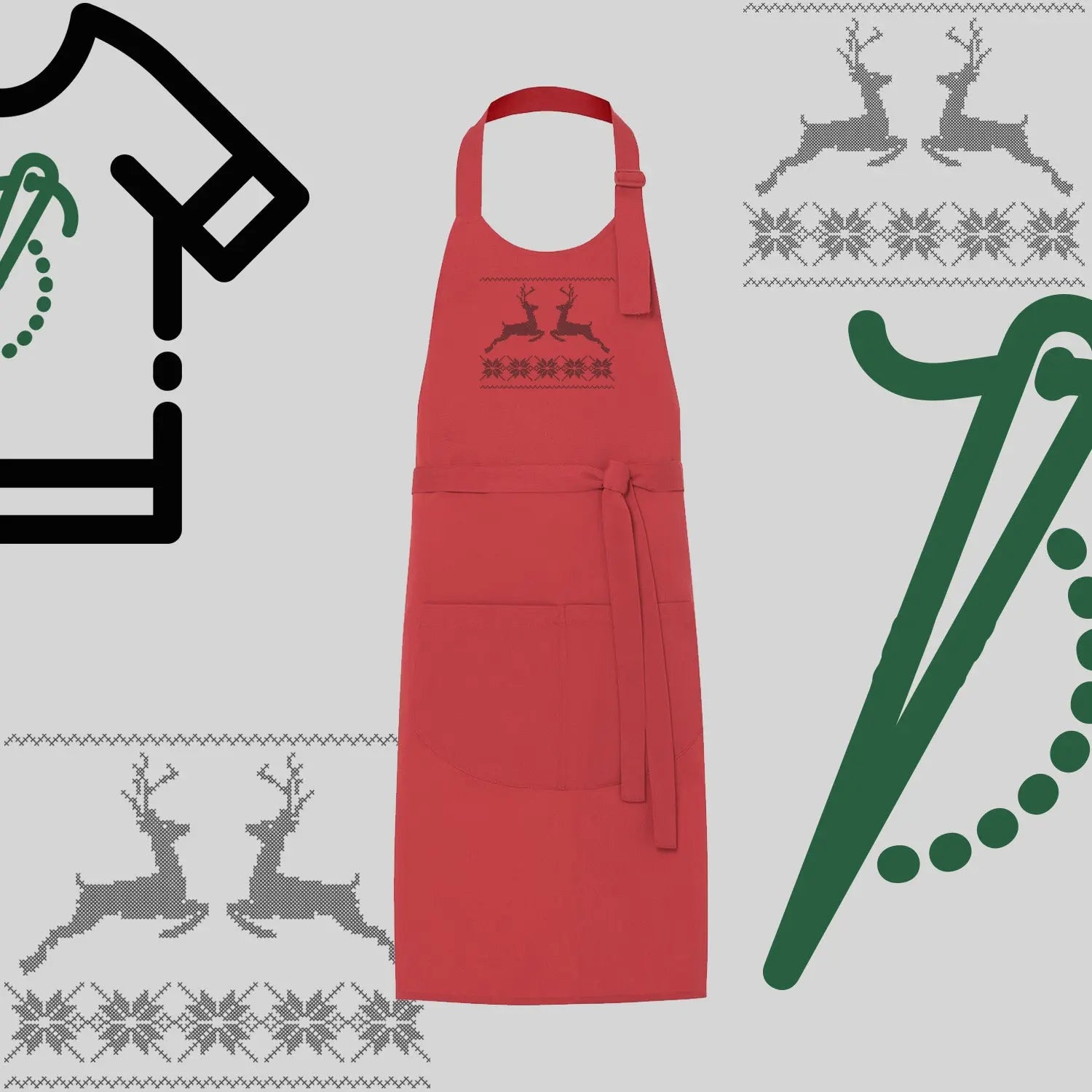 Fartuch "Renifer Christmas" – haft komputerowy, styl z przesłaniem Haft z radości