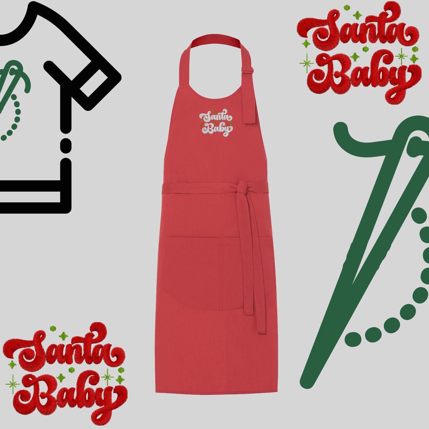 Fartuch "Santa baby" – haft komputerowy, styl z przesłaniem