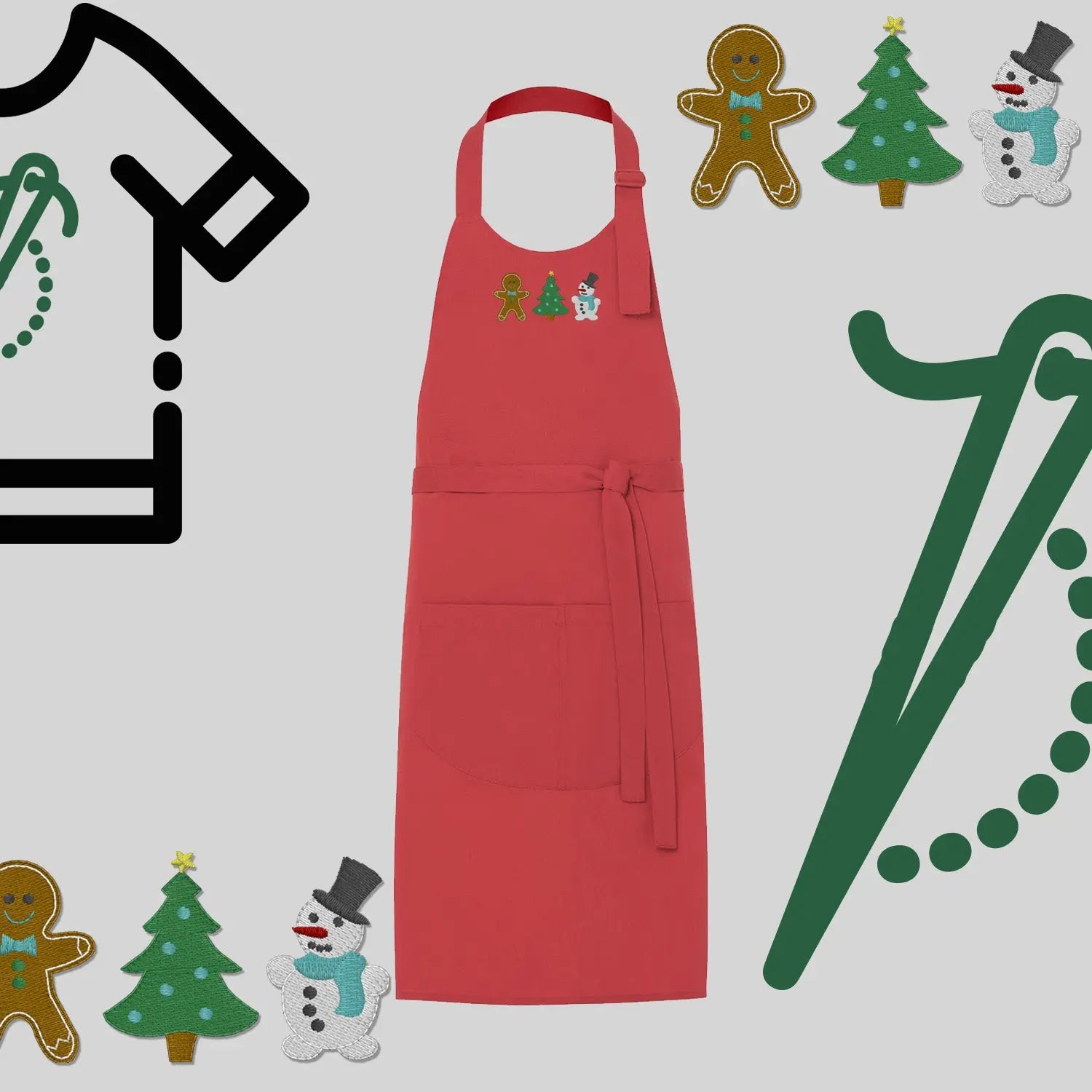 Fartuch "Świąteczna Gromadka" – haft komputerowy, styl z przesłaniem Haft z radości