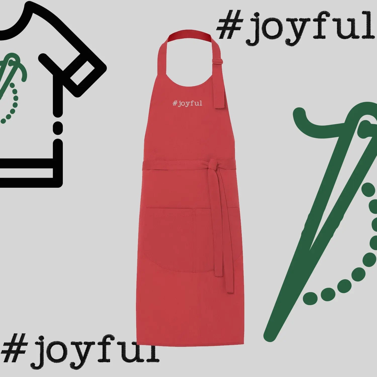 Fartuch "#joyful" – haft komputerowy, styl z przesłaniem Haft z radości