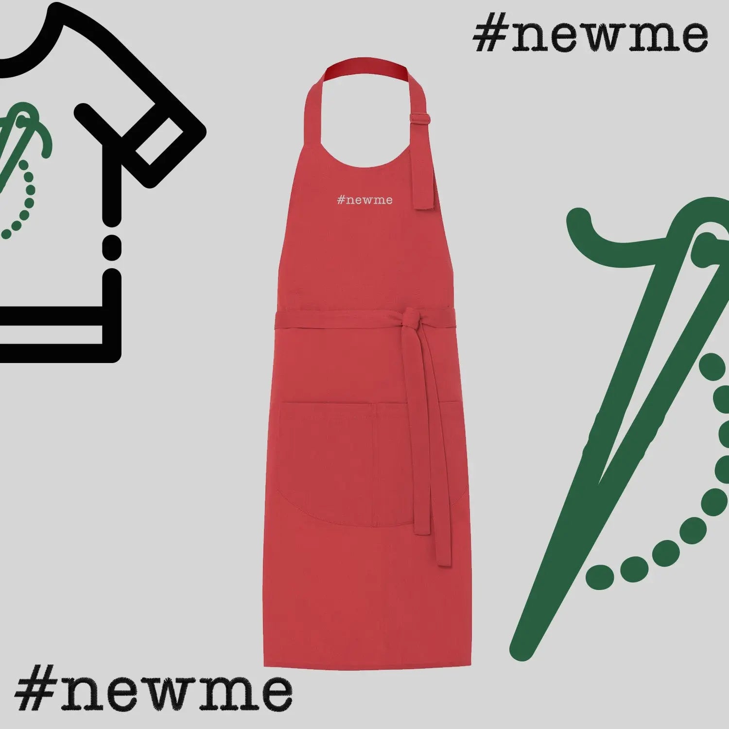 Fartuch "#newme" – haft komputerowy, styl z przesłaniem Haft z radości