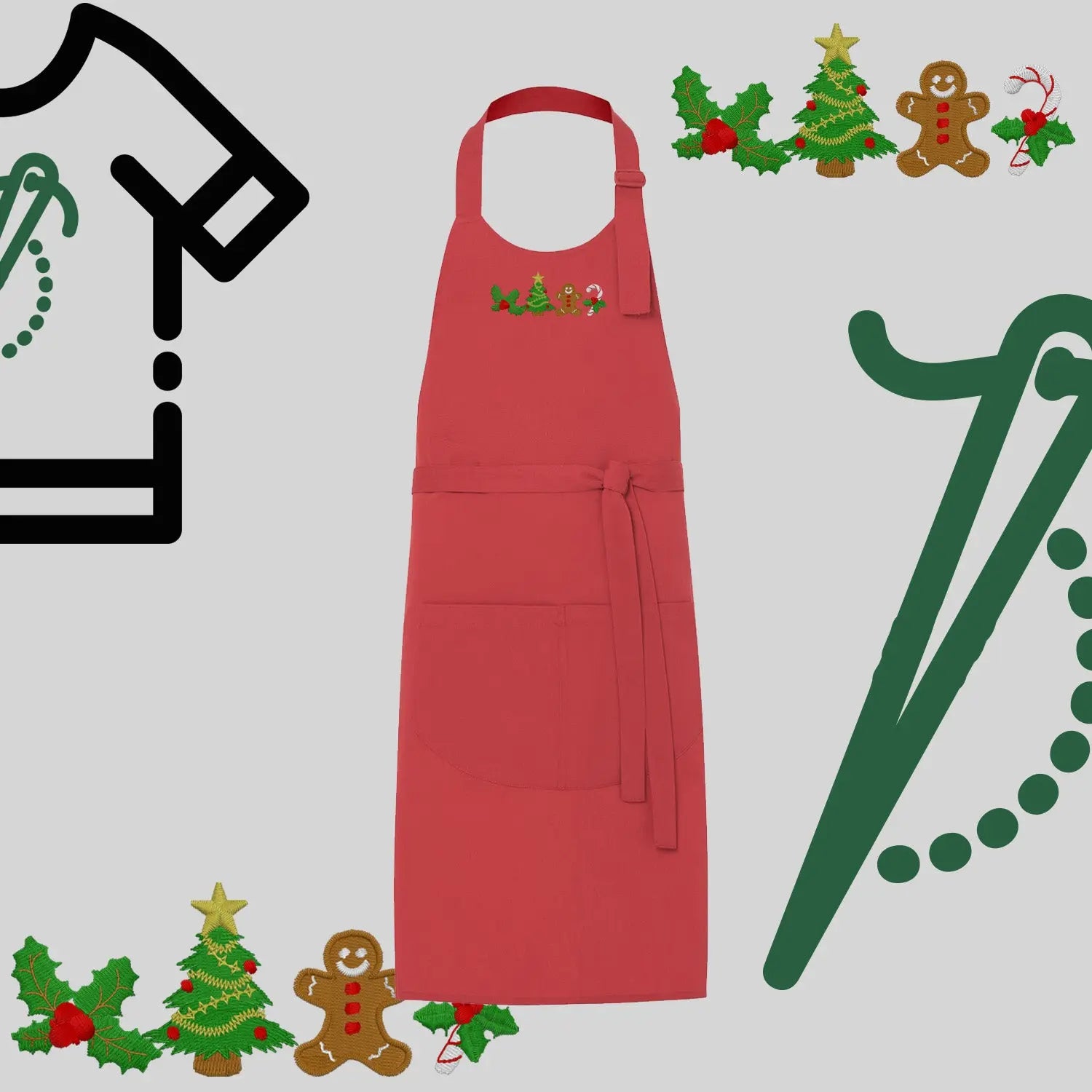 Fartuch "Ikony Świąteczne" – haft komputerowy, styl z przesłaniem Haft z radości