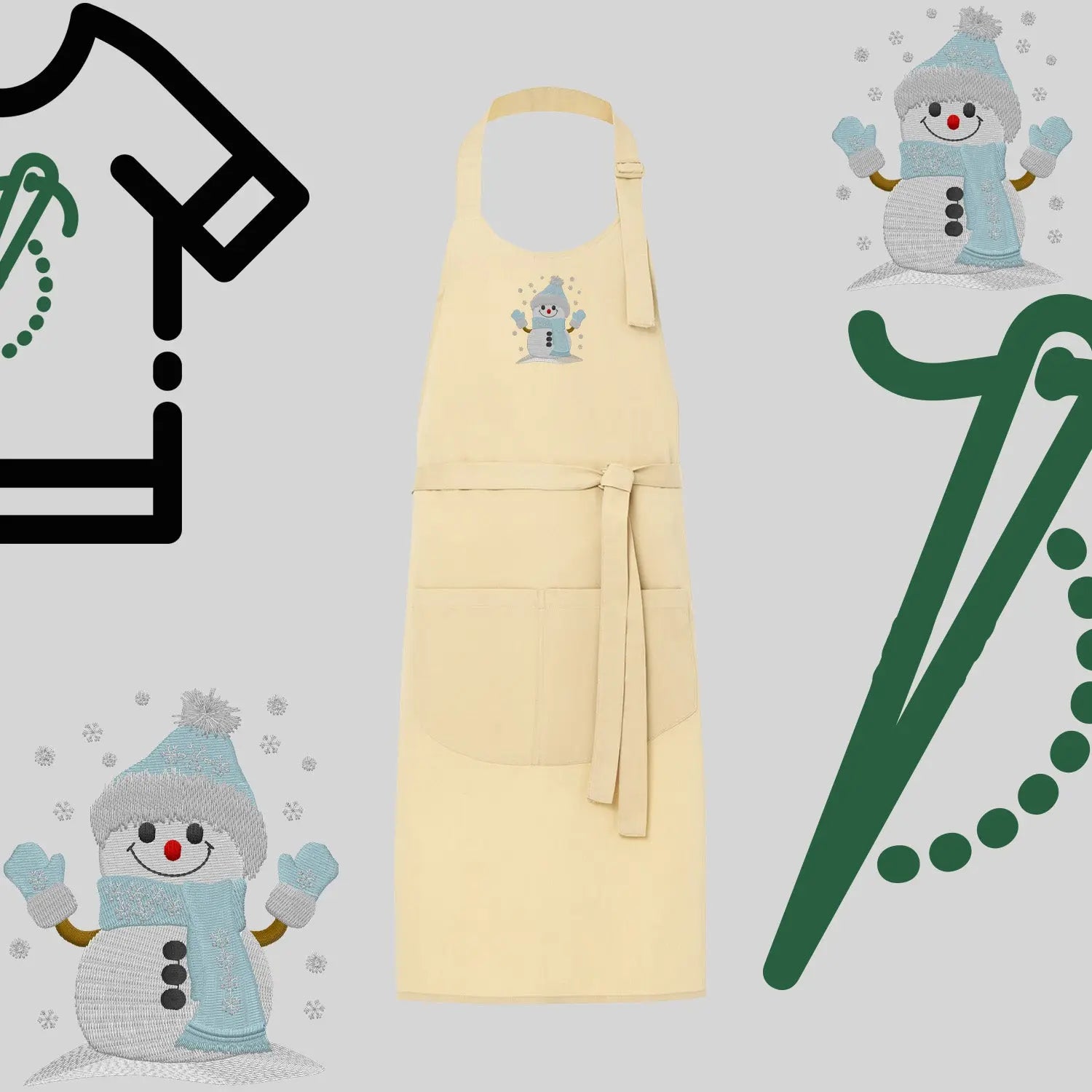 Fartuch "Bałwanek" – haft komputerowy, styl z przesłaniem Haft z radości