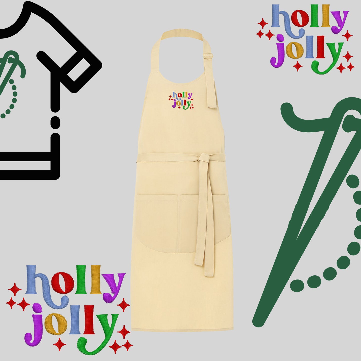 Fartuch "Holly Jolly" – haft komputerowy, styl z przesłaniem