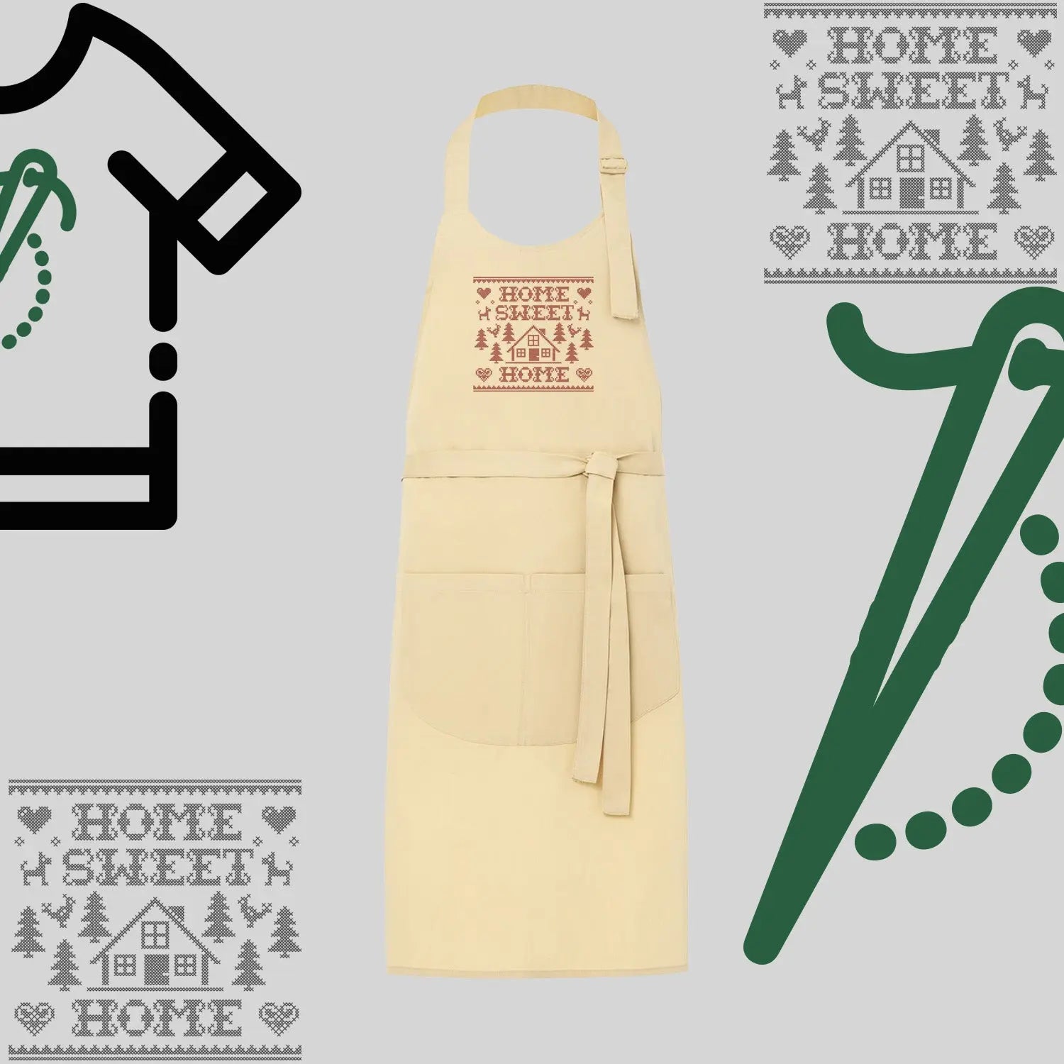Fartuch "Home Sweet Home" – haft komputerowy, styl z przesłaniem Haft z radości