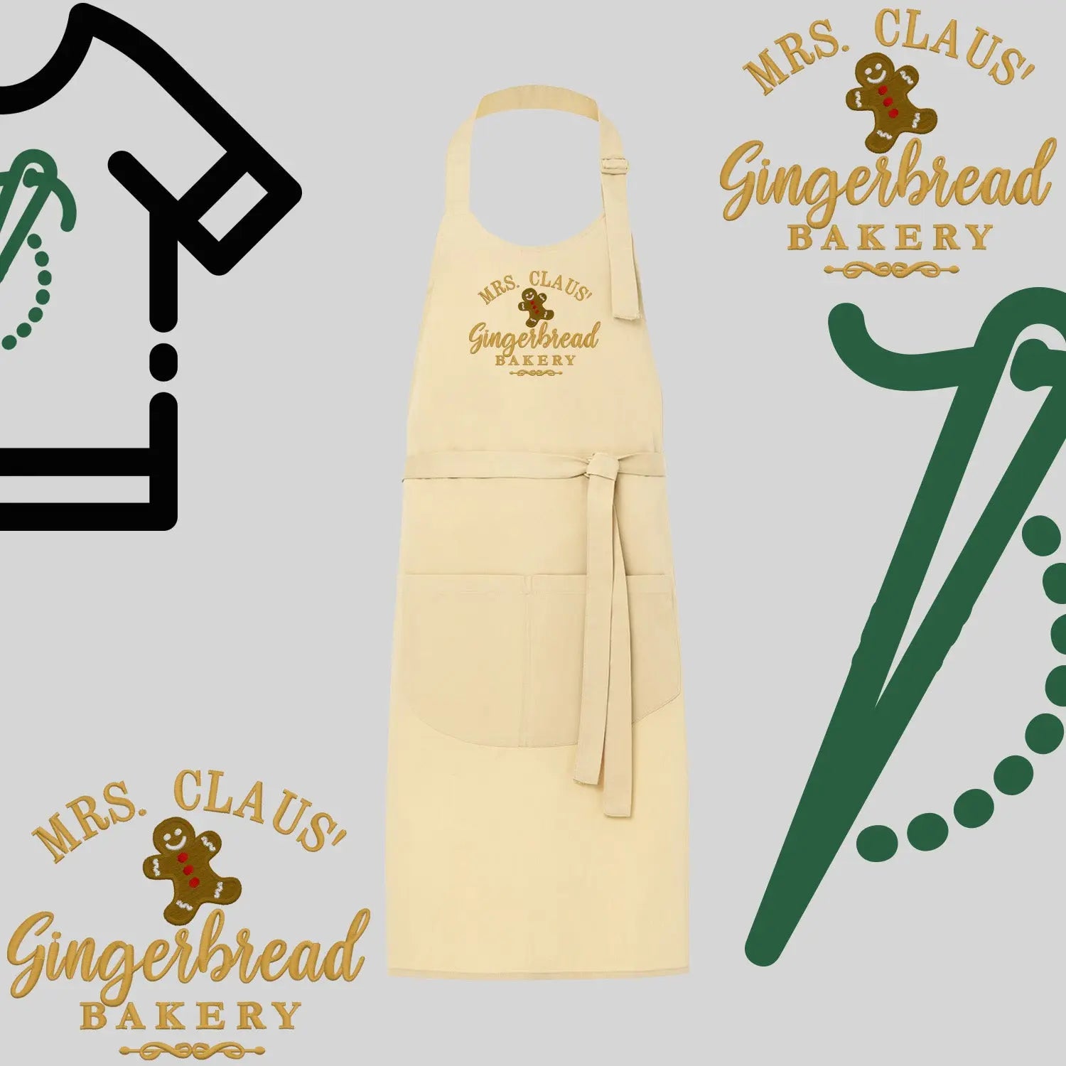 Fartuch "Gingerbread" – haft komputerowy, styl z przesłaniem Haft z radości