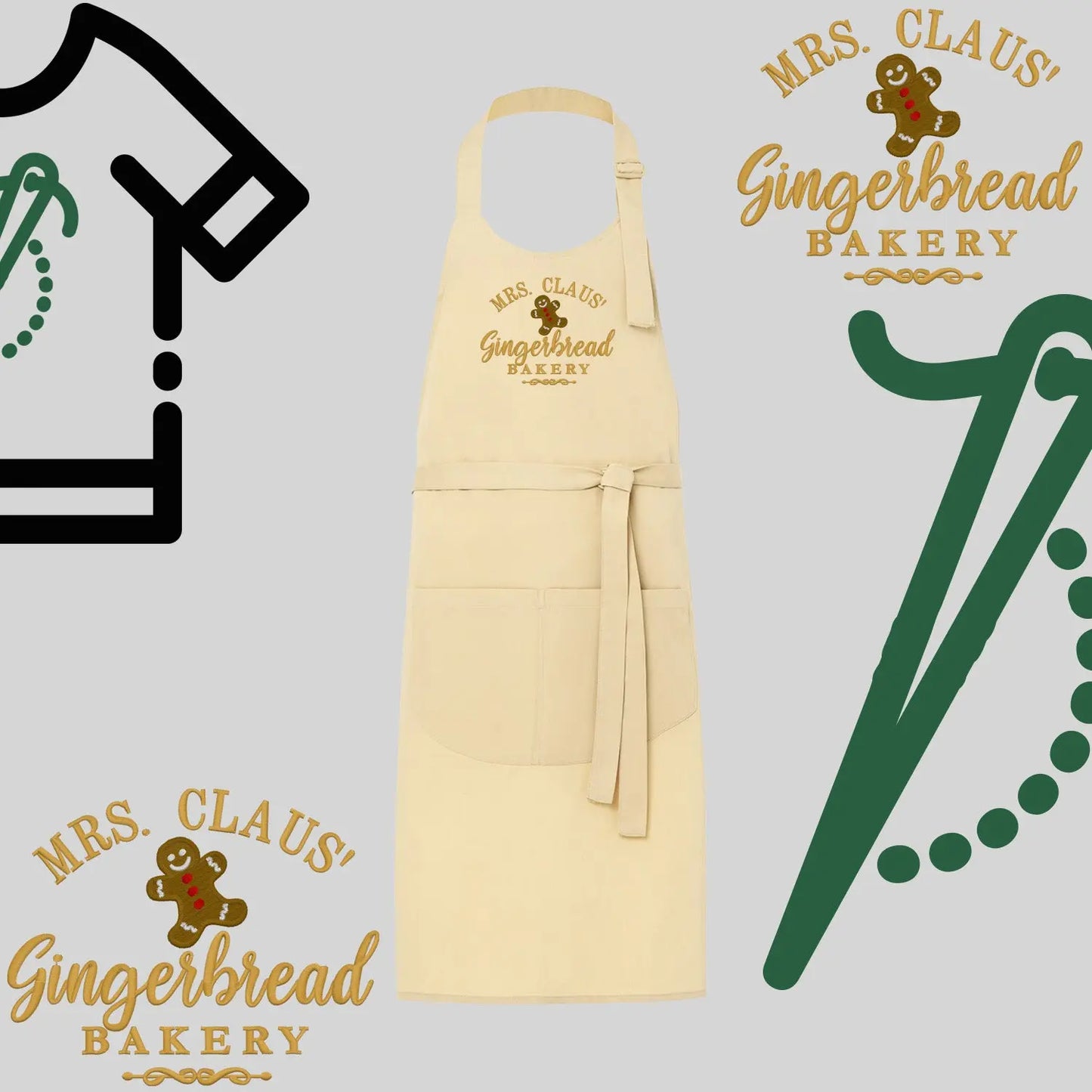 Fartuch "Gingerbread" – haft komputerowy, styl z przesłaniem Haft z radości