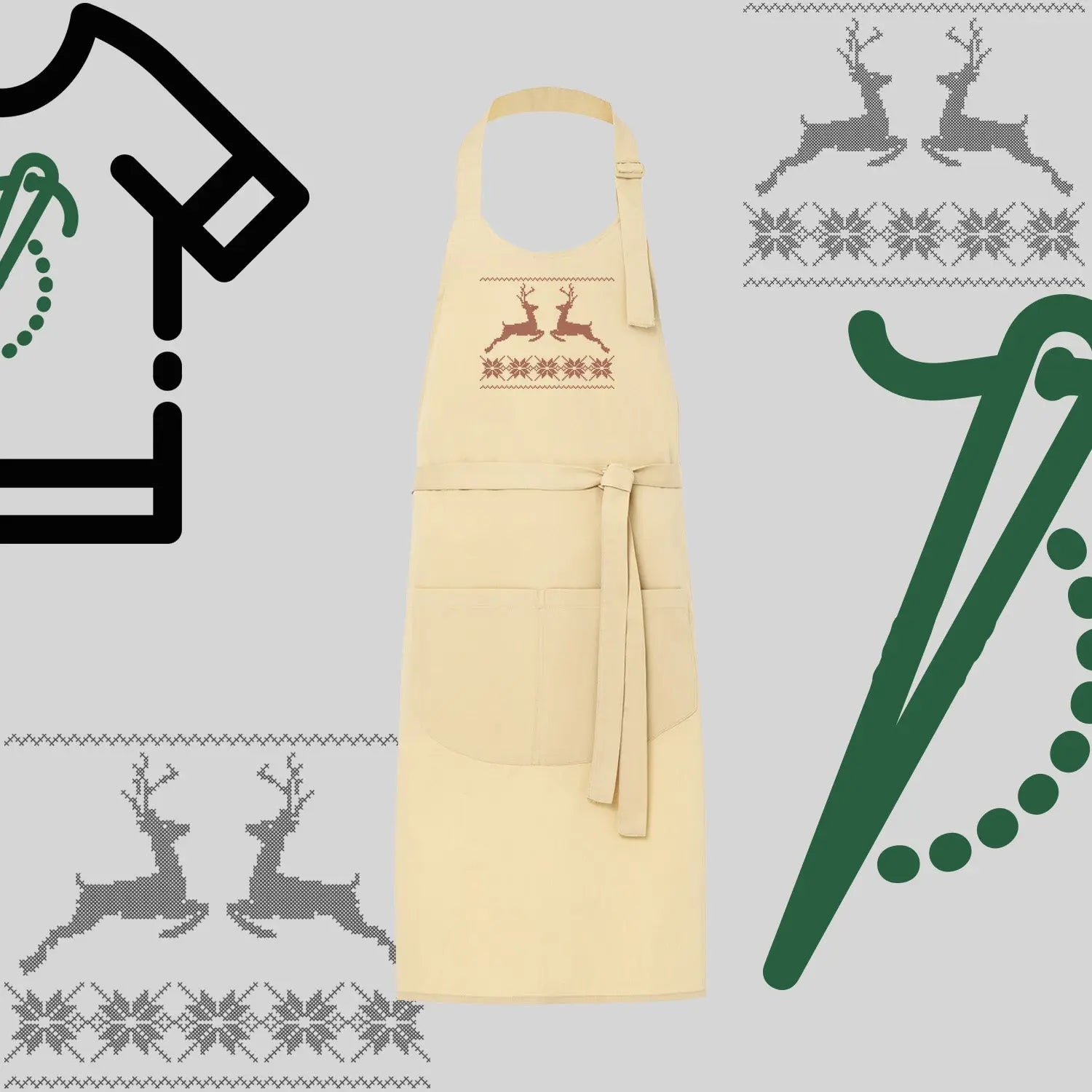 Fartuch "Renifer Christmas" – haft komputerowy, styl z przesłaniem Haft z radości