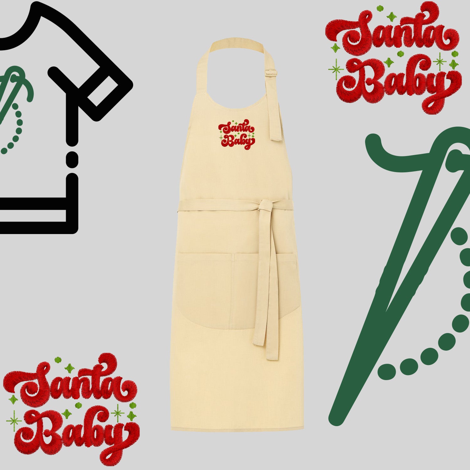 Fartuch "Santa baby" – haft komputerowy, styl z przesłaniem