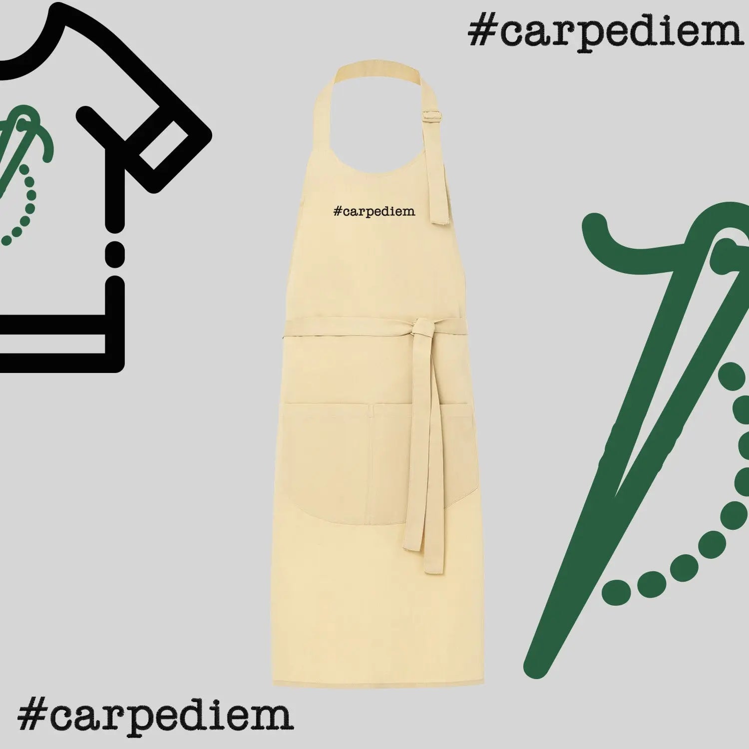 Fartuch "#carpediem" – haft komputerowy, styl z przesłaniem Haft z radości
