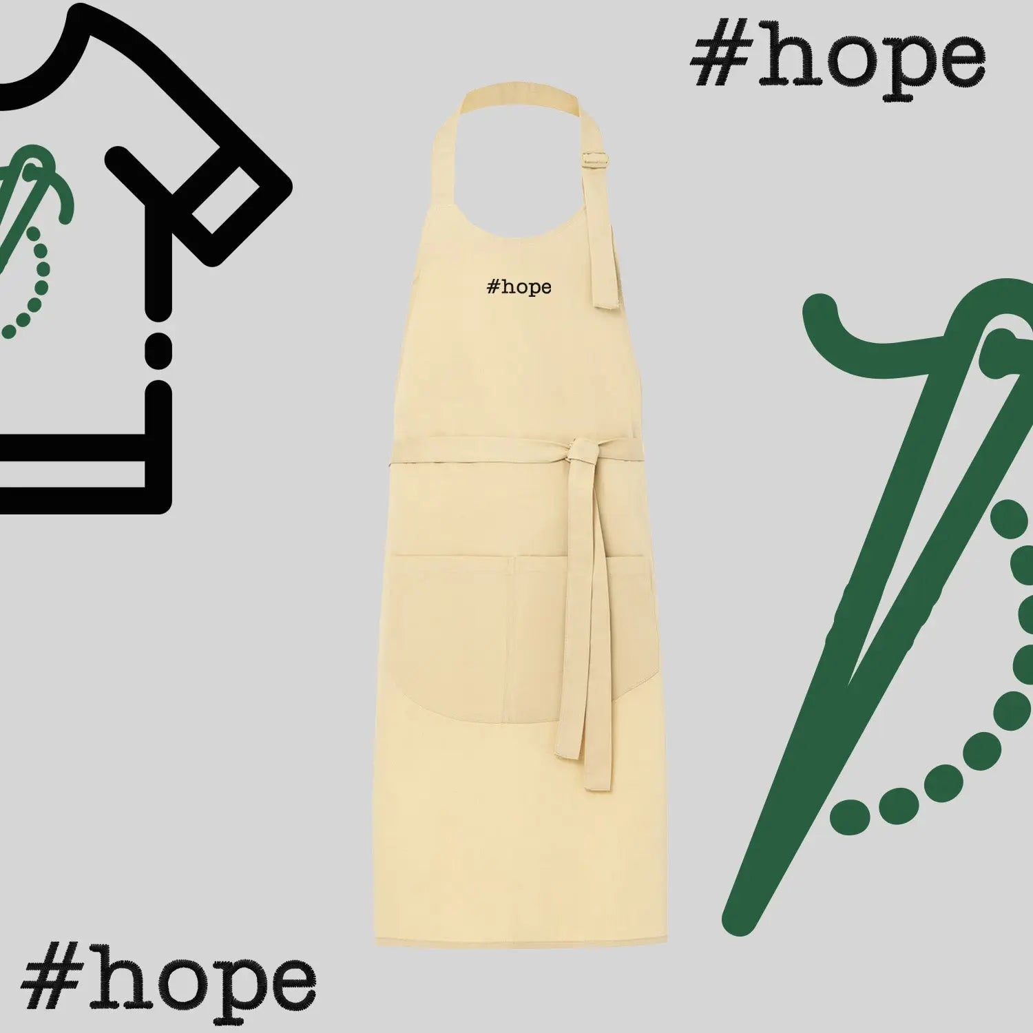 Fartuch "#hope" – haft komputerowy, styl z przesłaniem Haft z radości