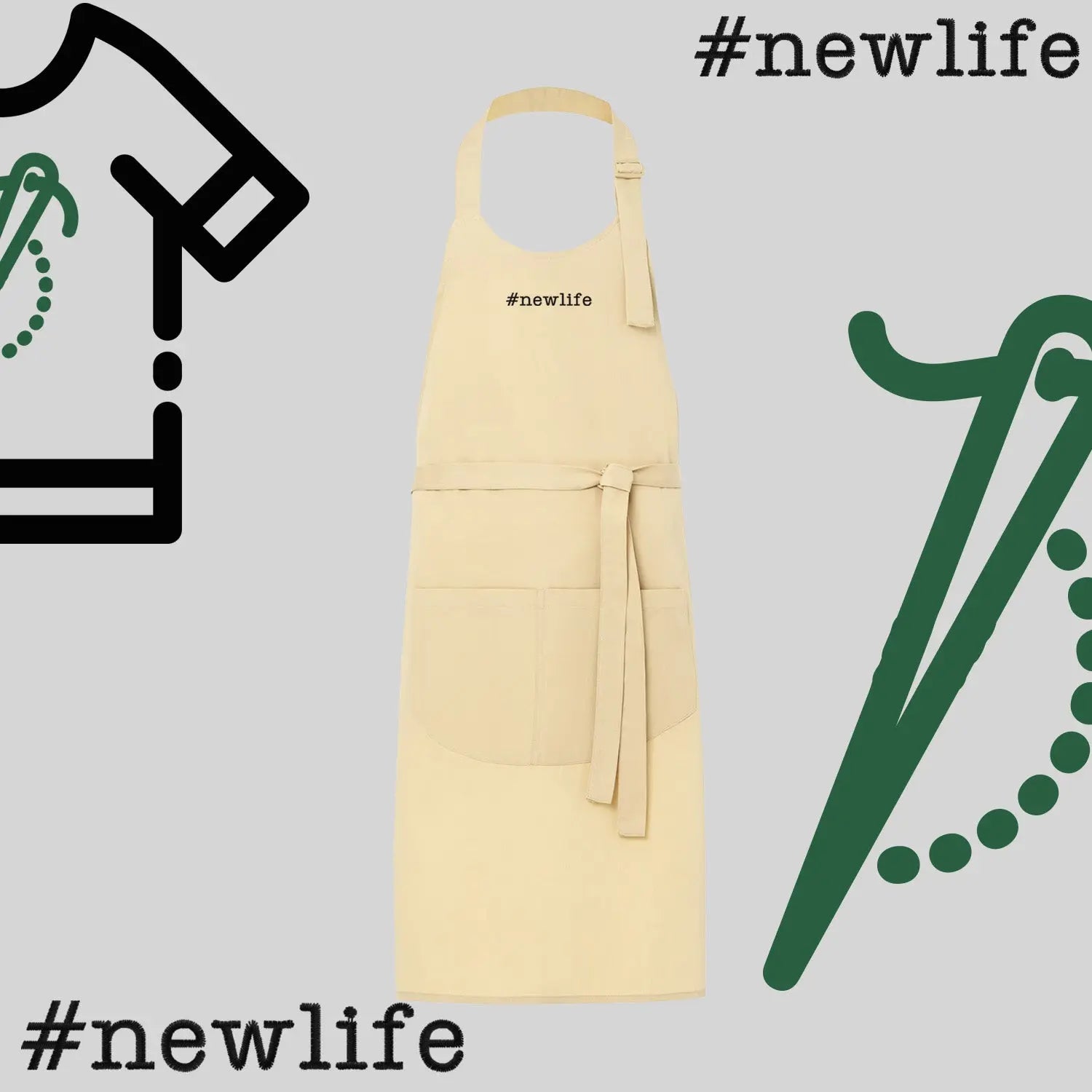 Fartuch "#newlife" – haft komputerowy, styl z przesłaniem Haft z radości