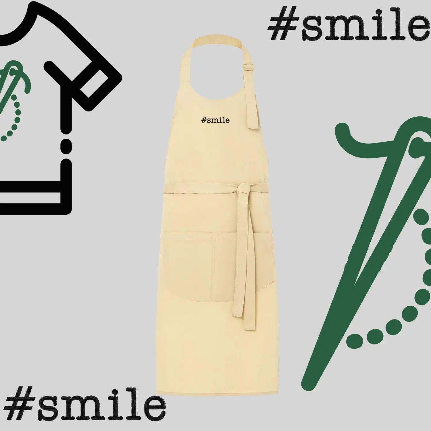 Fartuch "smile" – haft komputerowy, styl z przesłaniem Haft z radości