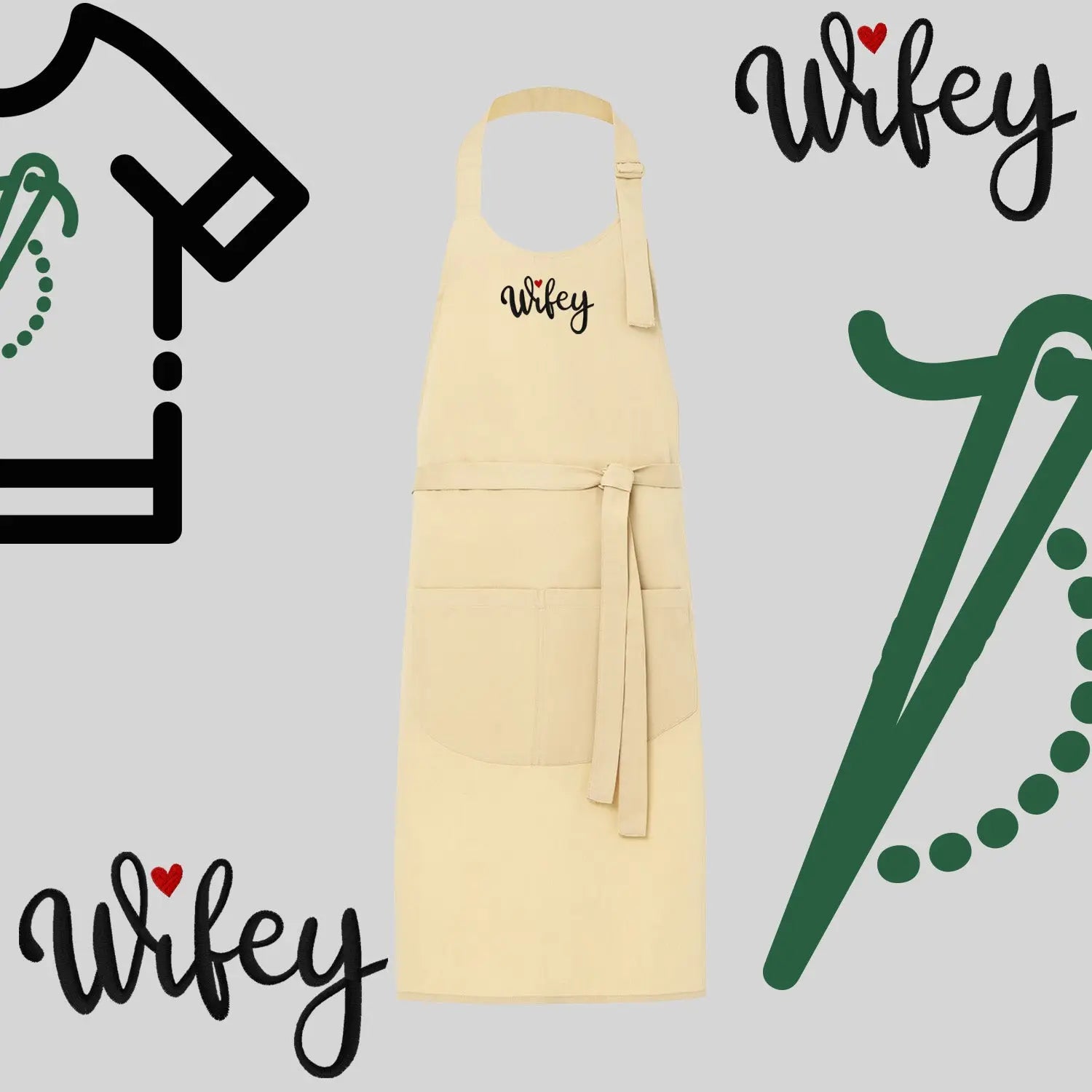 Fartuch "Wifey" – haft komputerowy, styl z przesłaniem Haft z radości