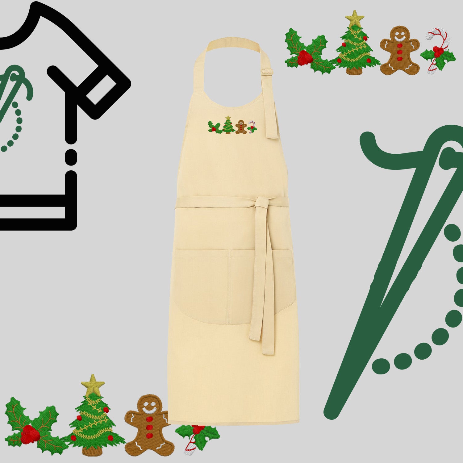 Fartuch "Ikony Świąteczne" – haft komputerowy, styl z przesłaniem