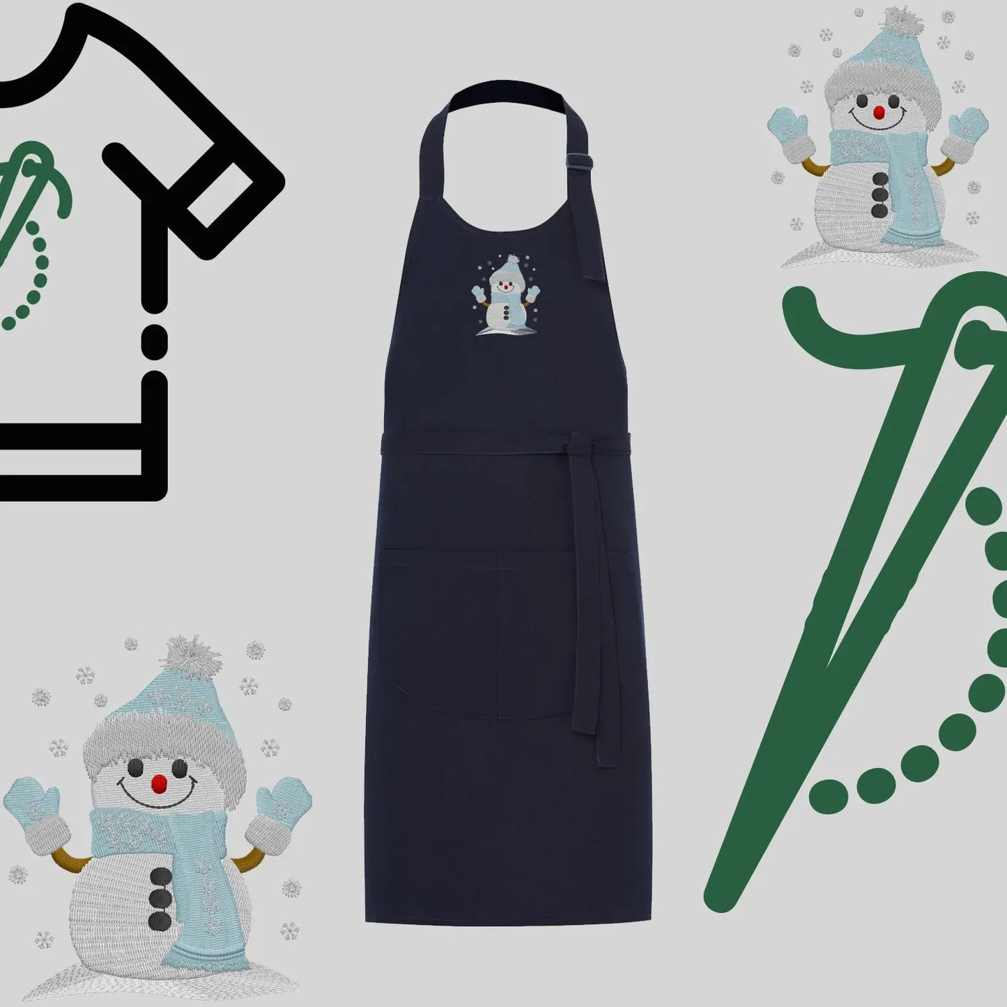 Fartuch "Bałwanek" – haft komputerowy, styl z przesłaniem Haft z radości