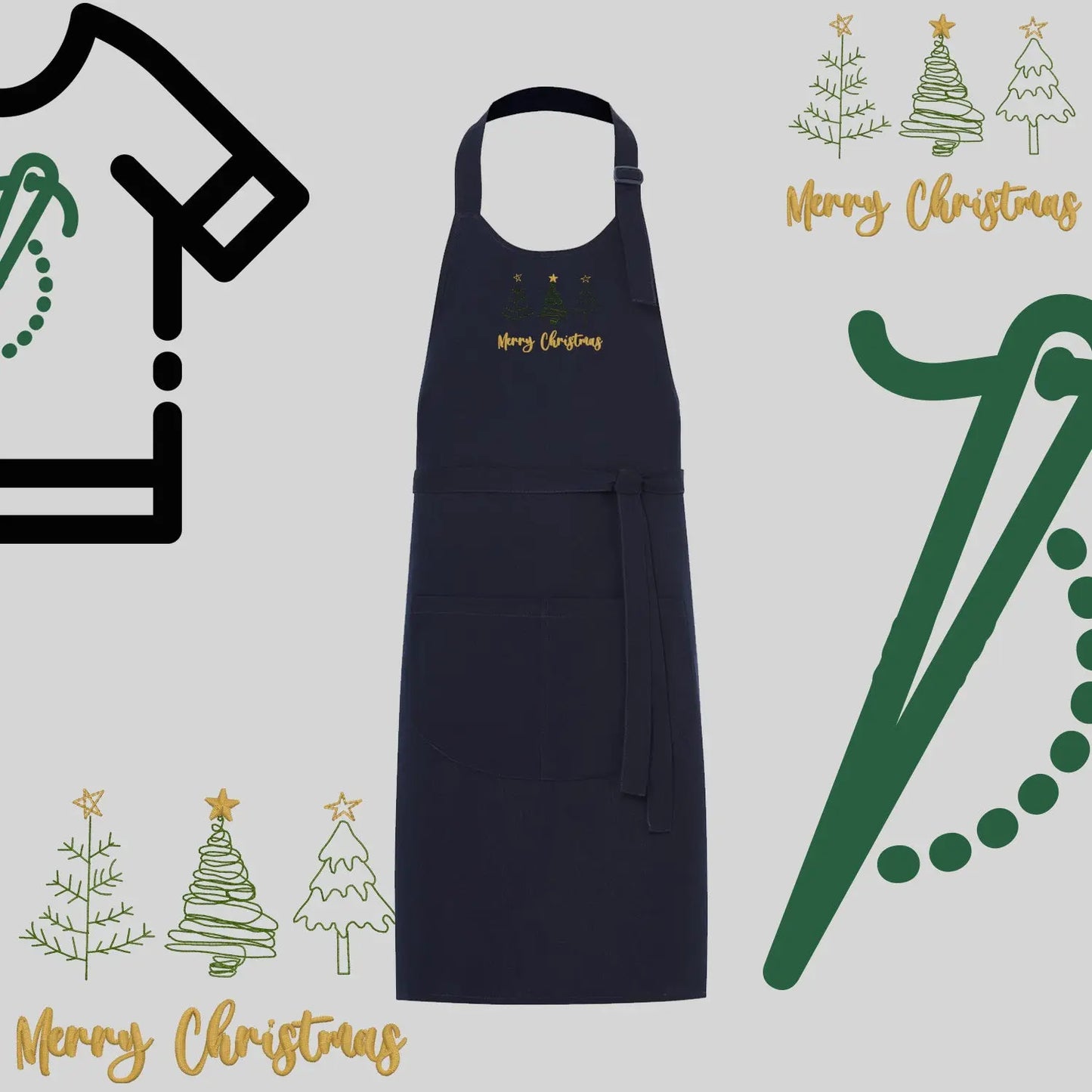 Fartuch "Trzy choinki" – haft komputerowy, styl z przesłaniem Haft z radości