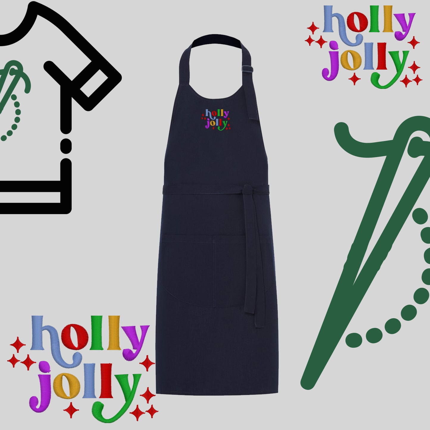 Fartuch "Holly Jolly" – haft komputerowy, styl z przesłaniem