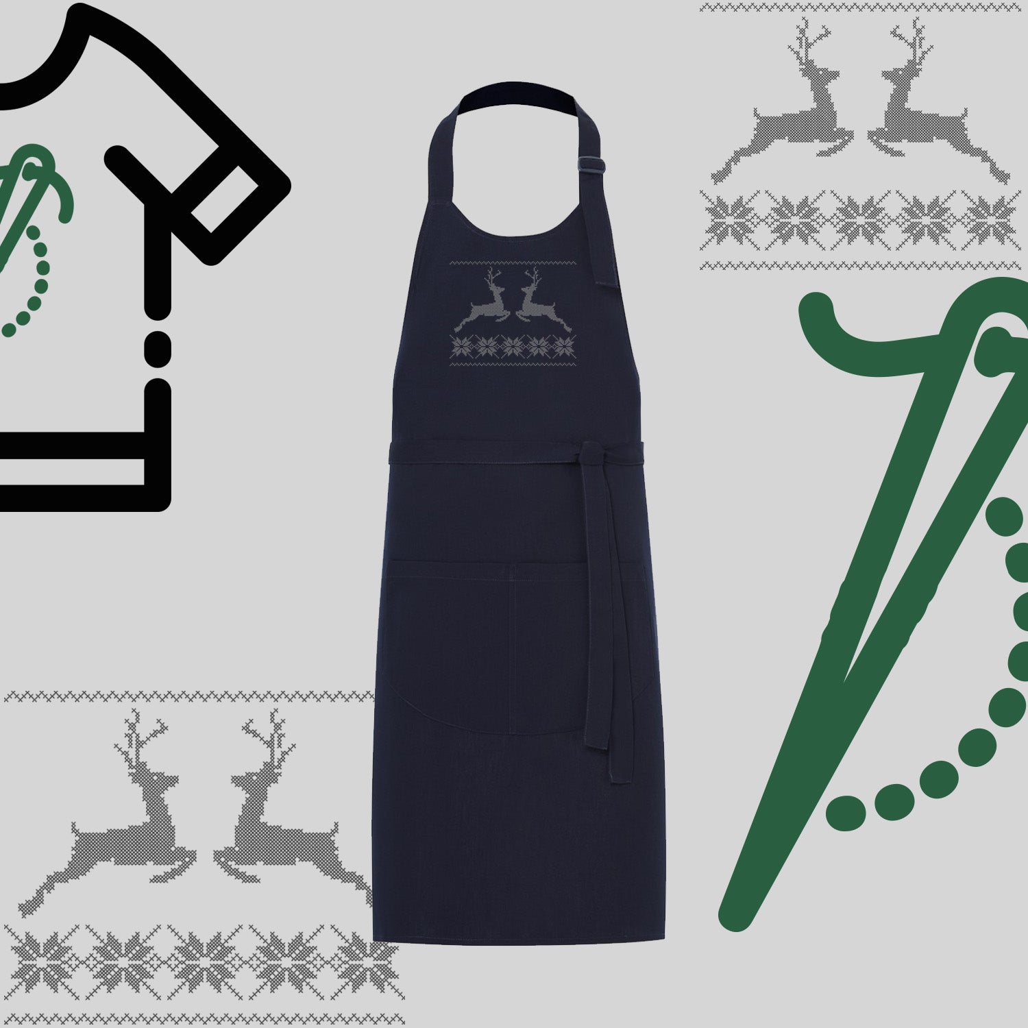 Fartuch "Renifer Christmas" – haft komputerowy, styl z przesłaniem