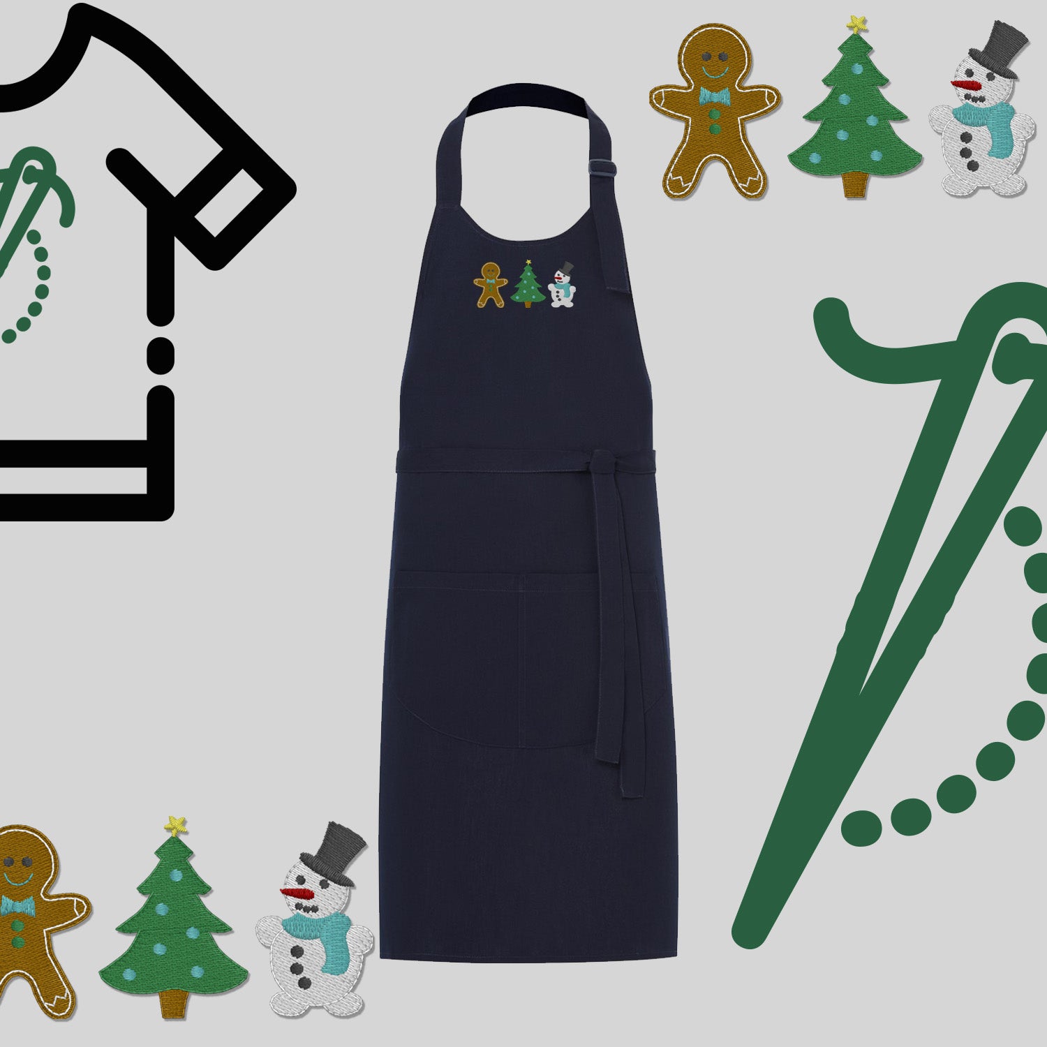 Fartuch "Świąteczna Gromadka" – haft komputerowy, styl z przesłaniem