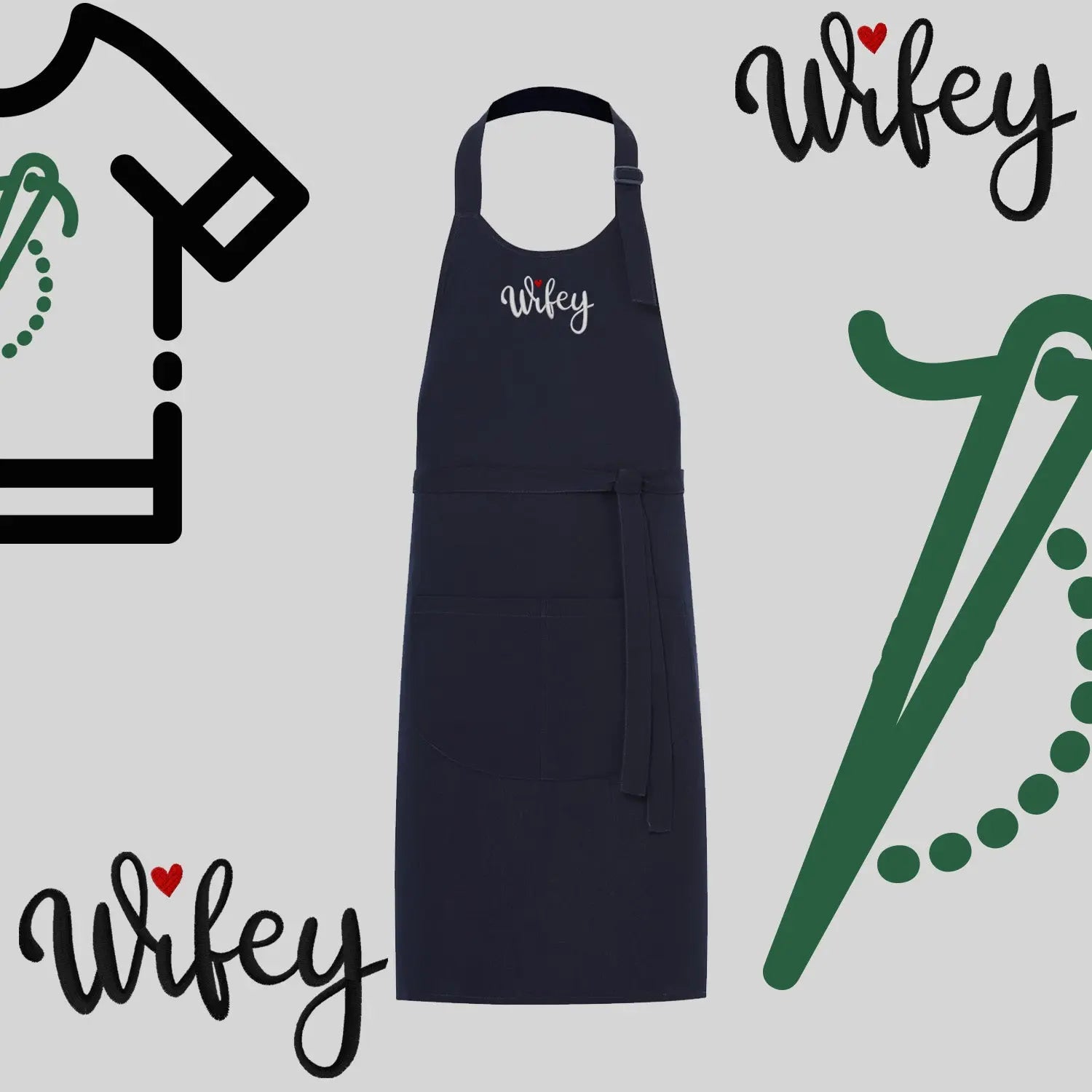 Fartuch "Wifey" – haft komputerowy, styl z przesłaniem Haft z radości