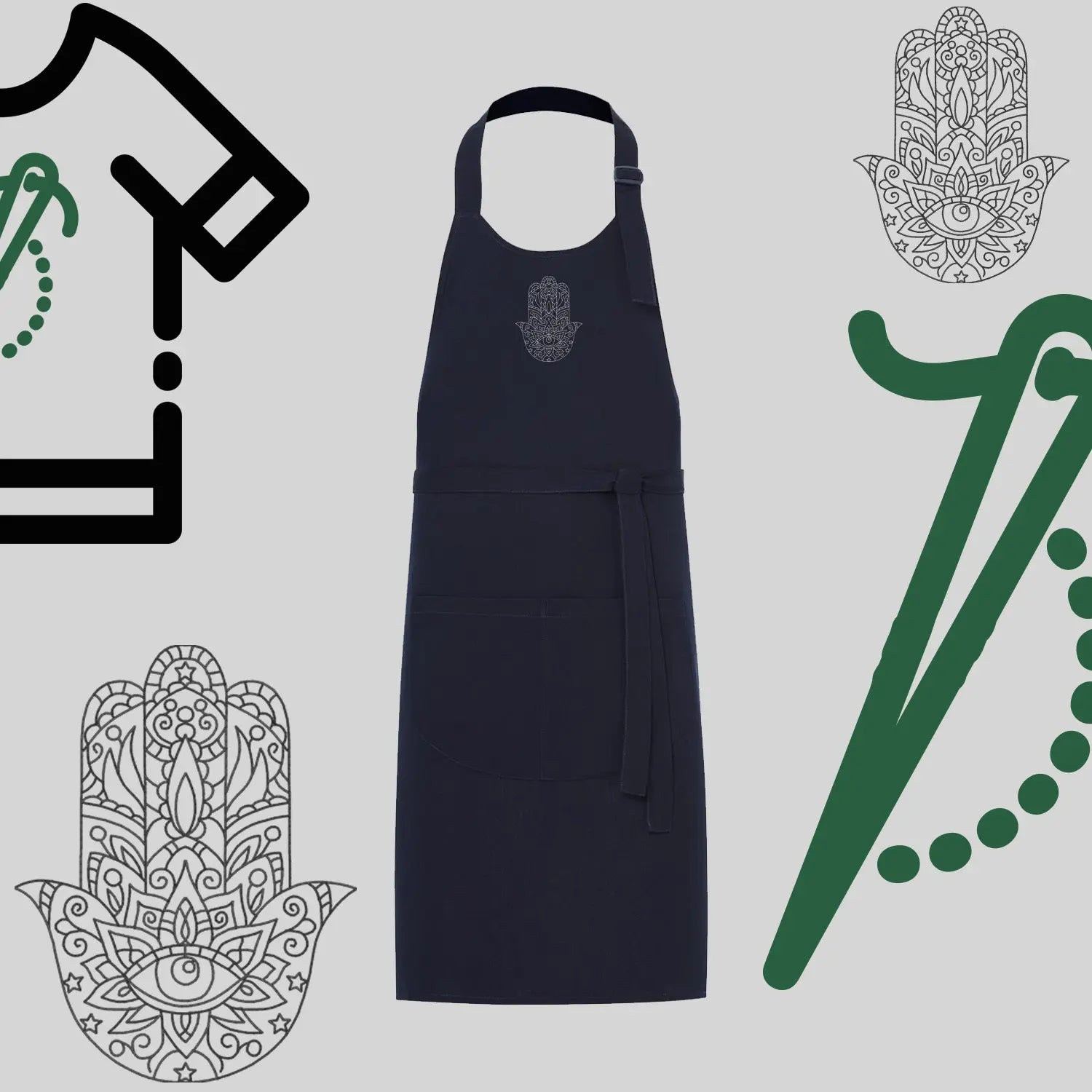 Fartuch "Hamsa" – haft komputerowy, styl z przesłaniem Haft z radości