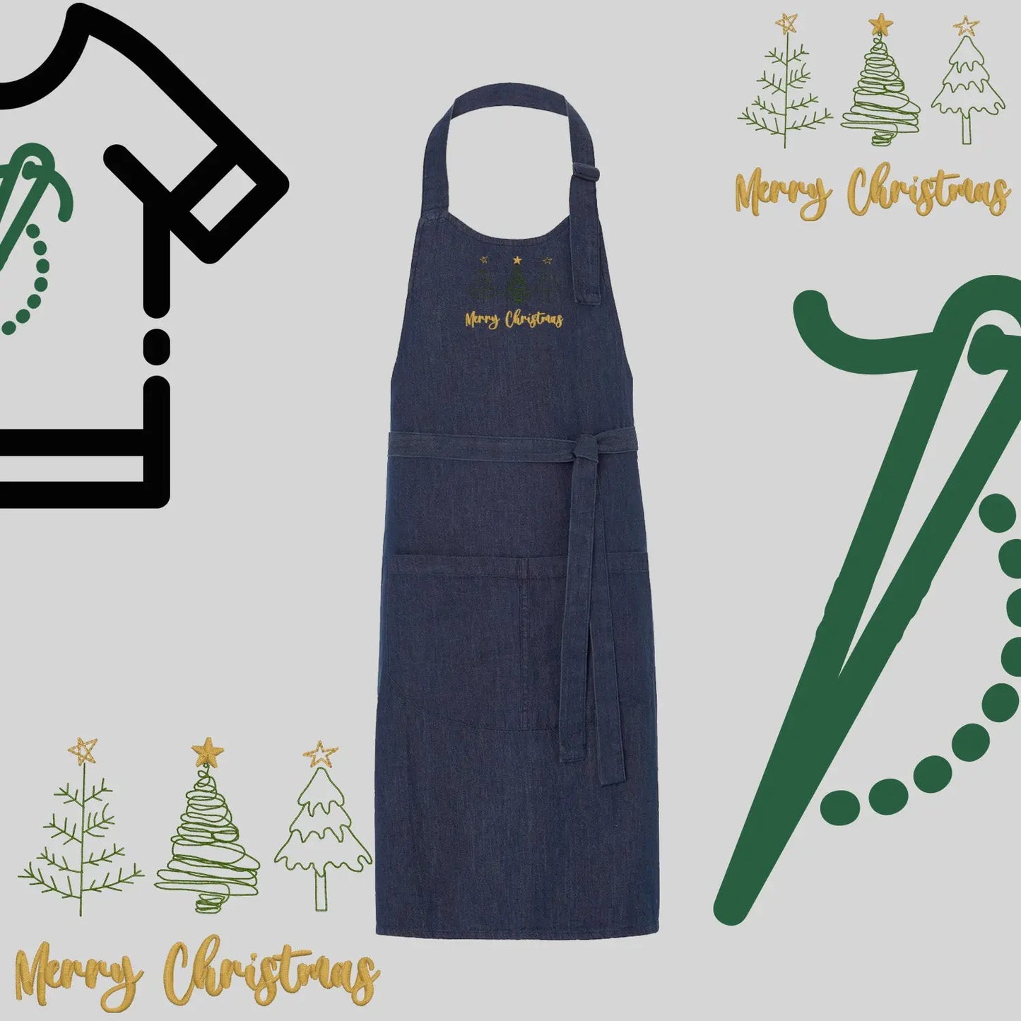 Fartuch "Trzy choinki" – haft komputerowy, styl z przesłaniem Haft z radości