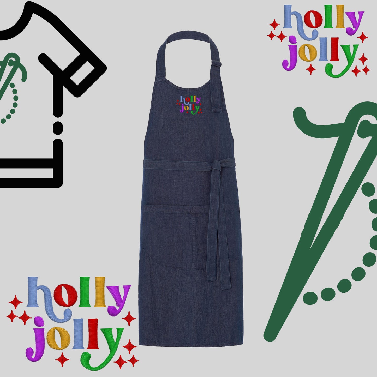 Fartuch "Holly Jolly" – haft komputerowy, styl z przesłaniem