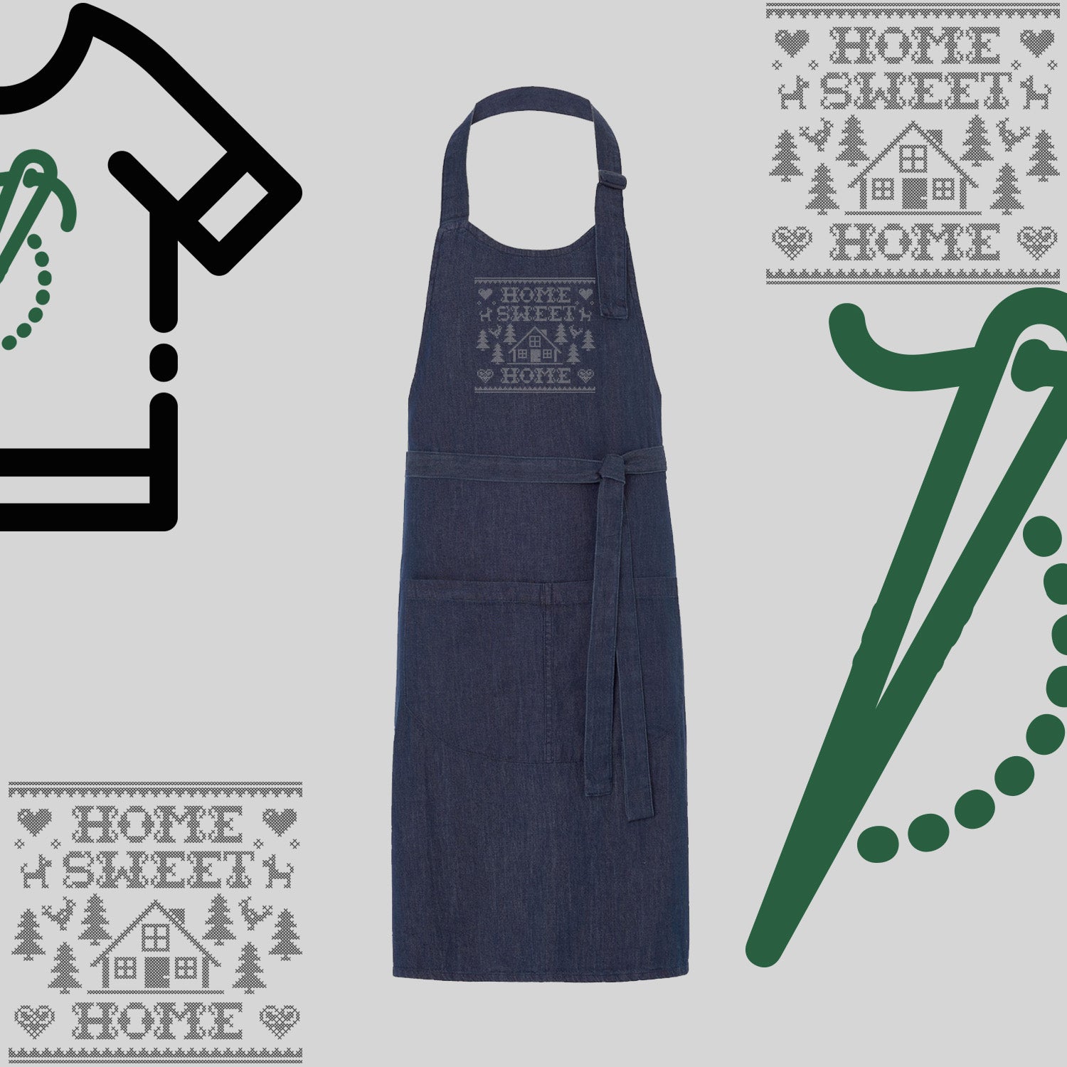 Fartuch "Home Sweet Home" – haft komputerowy, styl z przesłaniem