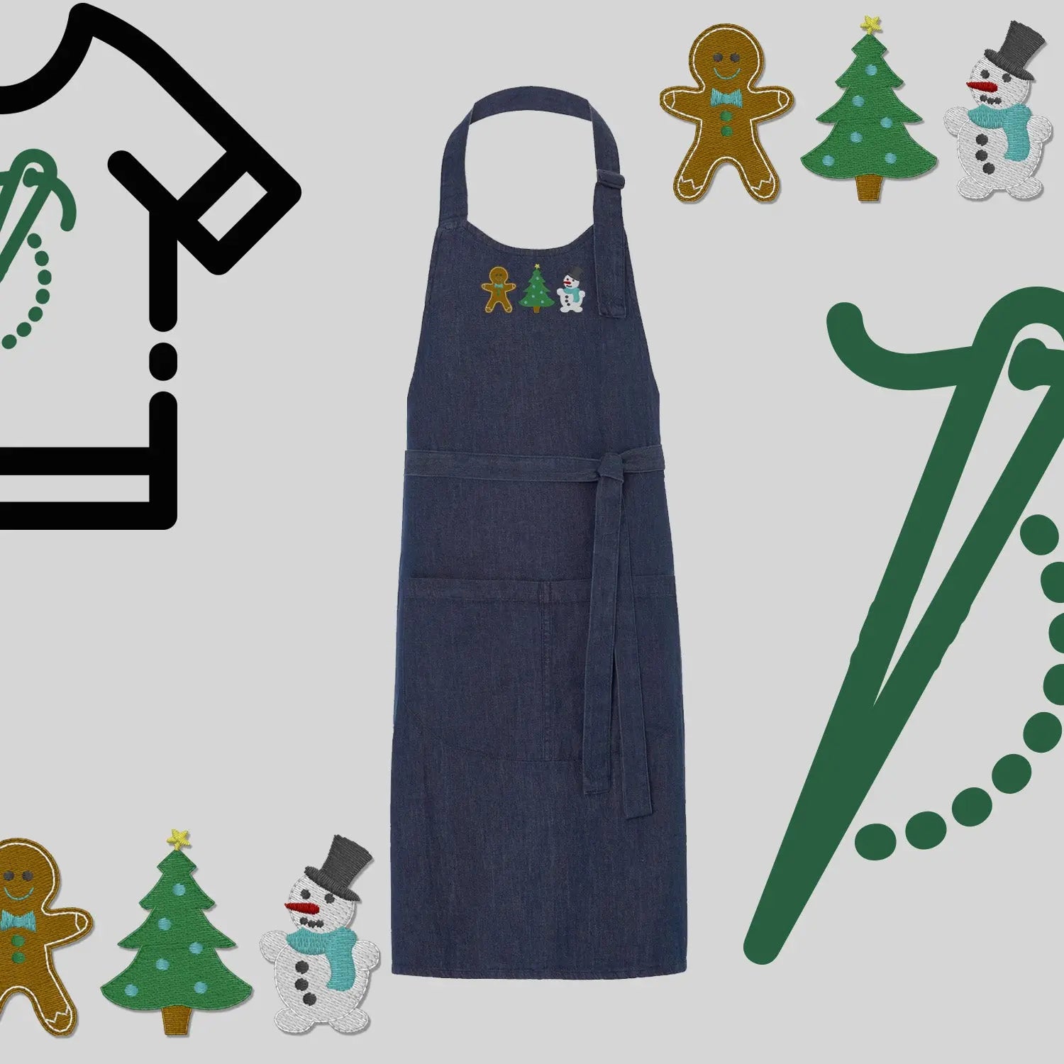 Fartuch "Świąteczna Gromadka" – haft komputerowy, styl z przesłaniem Haft z radości