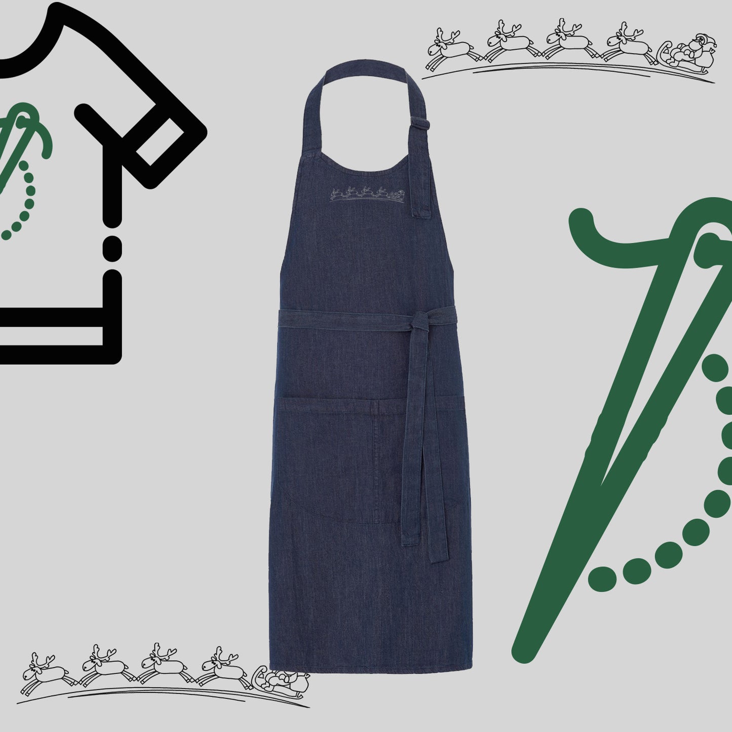 Fartuch "Śnieżny zaprzęg" – haft komputerowy, styl z przesłaniem