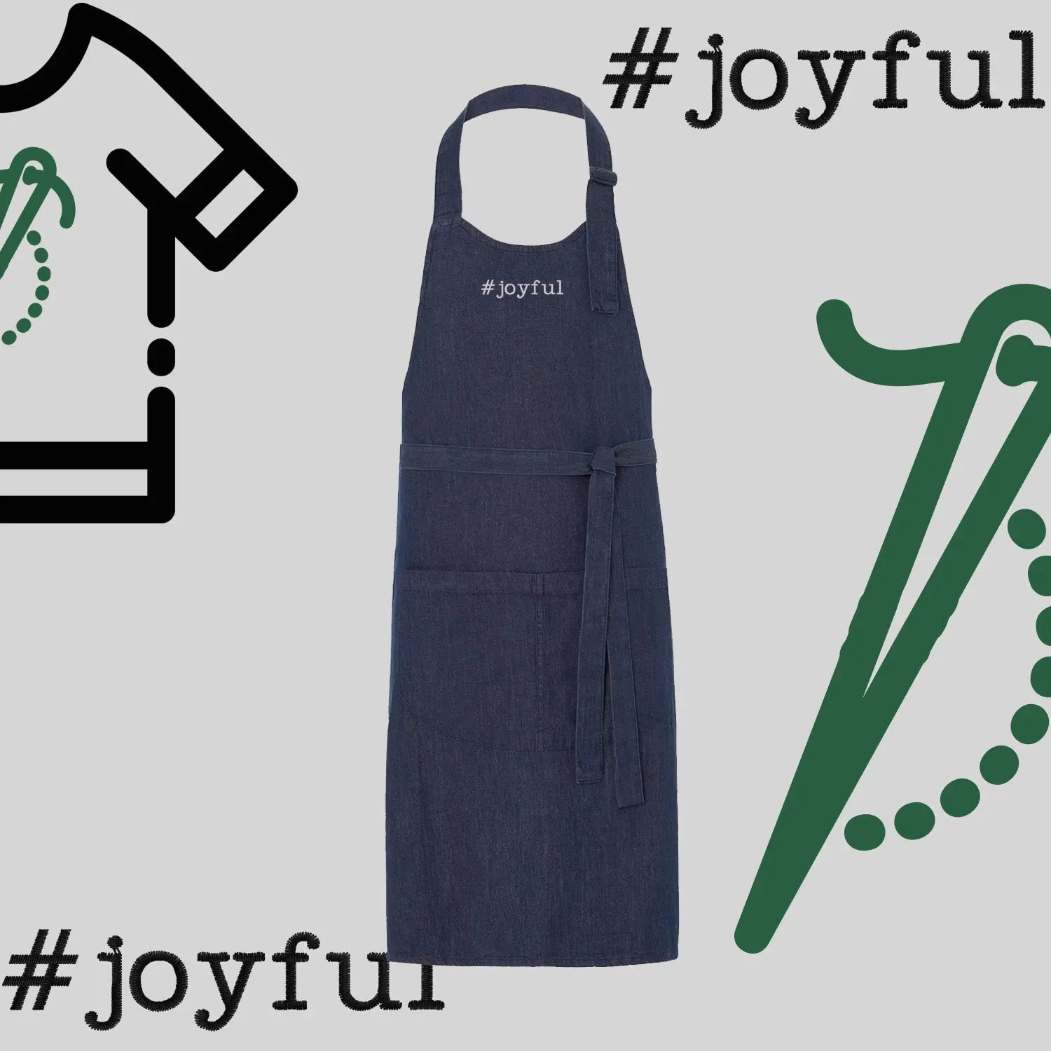 Fartuch "#joyful" – haft komputerowy, styl z przesłaniem Haft z radości