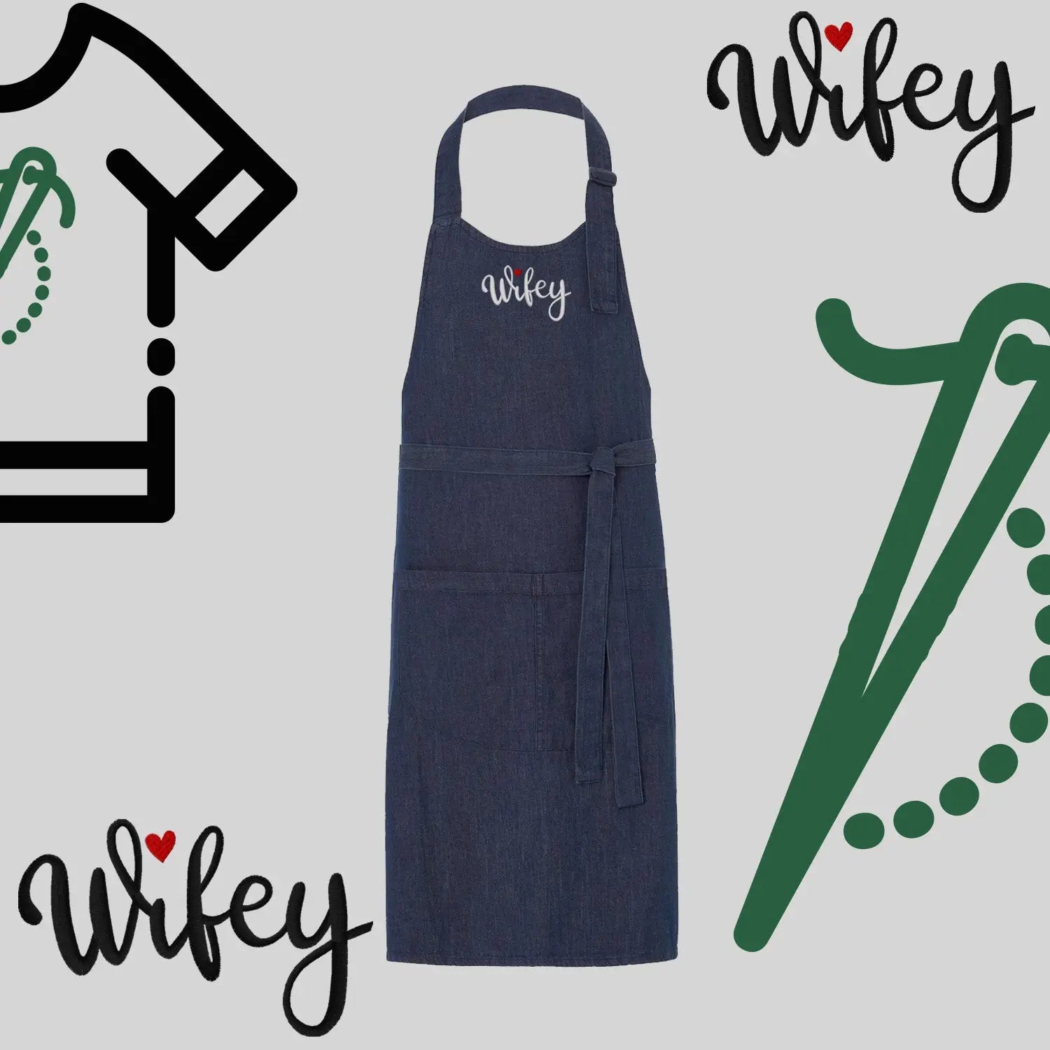 Fartuch "Wifey" – haft komputerowy, styl z przesłaniem Haft z radości
