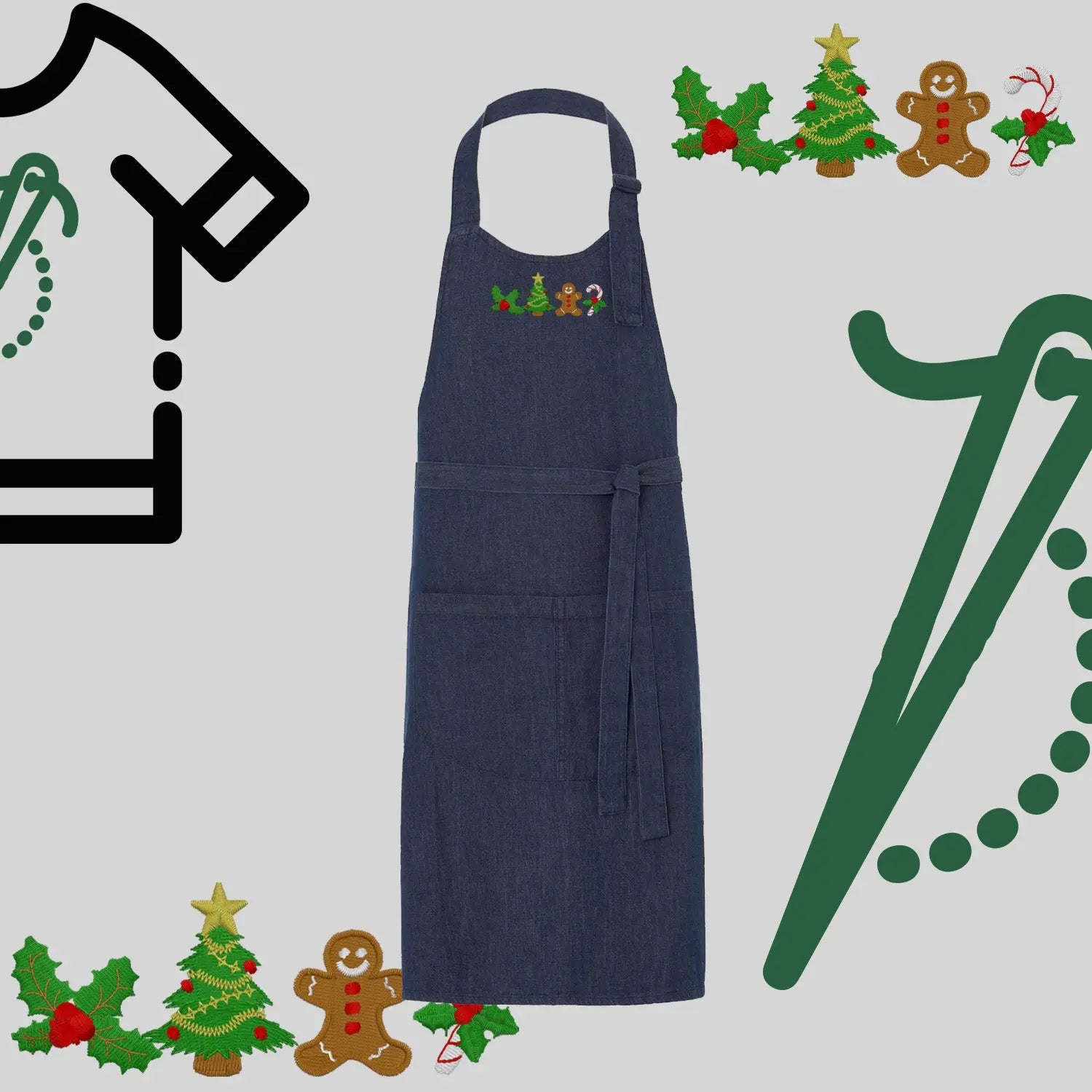 Fartuch "Ikony Świąteczne" – haft komputerowy, styl z przesłaniem Haft z radości