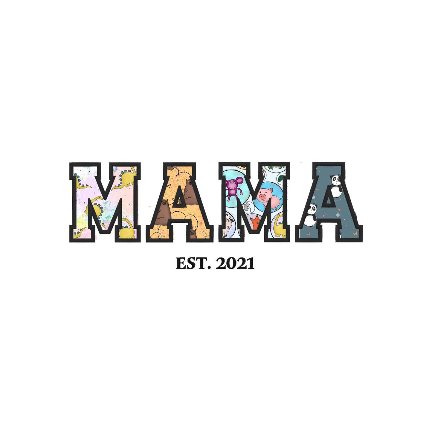 Bluza oversize z kapturem "MAMA" Patchwork +EST, idealny prezent na dzień Mamy