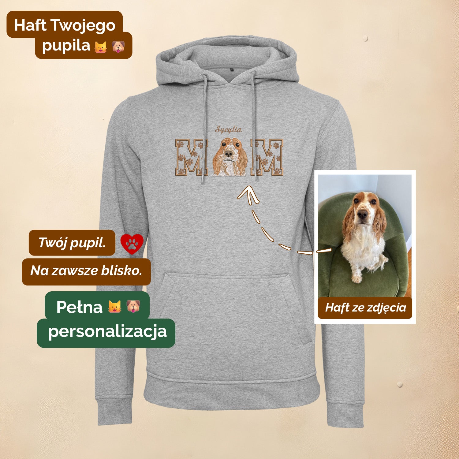 Personalizowana bluza DOG DAD z haftem pupila – różne kroje Haft z radości - nadruki i haft na odzieży Warszawa