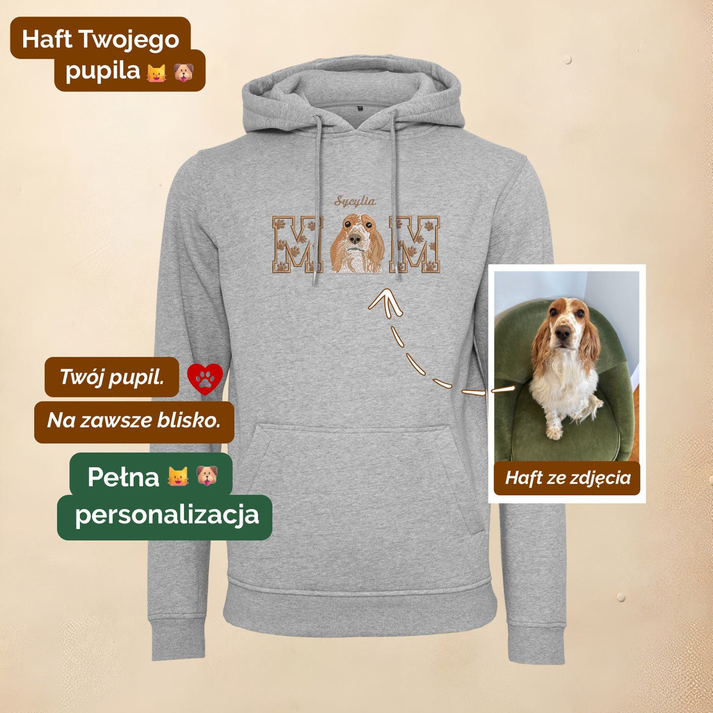 Personalizowana bluza DOG DAD z haftem pupila – różne kroje Haft z radości - nadruki i haft na odzieży Warszawa