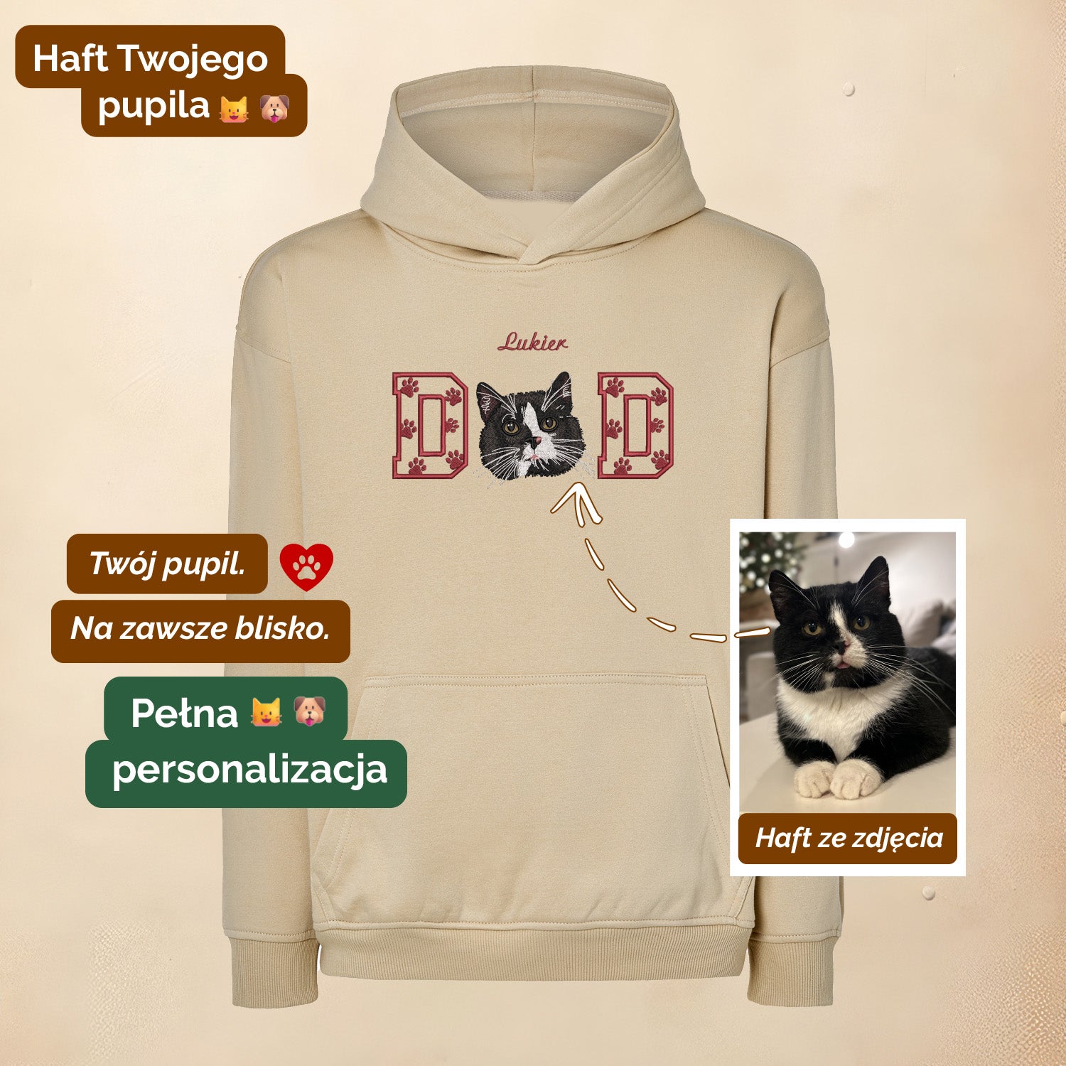 Personalizowana bluza CAT DAD z haftem pupila – różne kroje Haft z radości - nadruki i haft na odzieży Warszawa