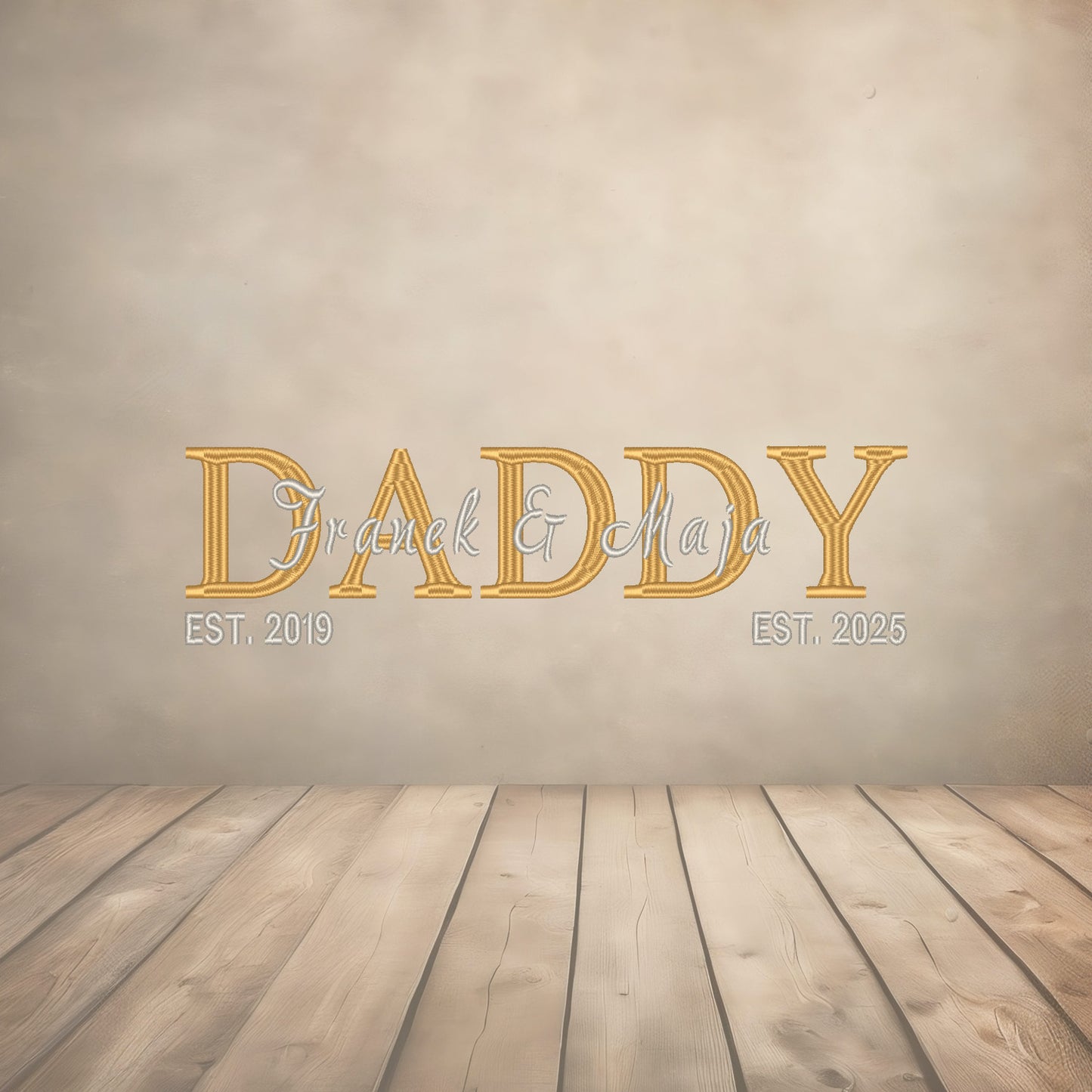 Koszulka z haftem DADDY z imionami i datą – idealny prezent na Dzień Taty Haft z radości - nadruki i haft na odzieży Warszawa