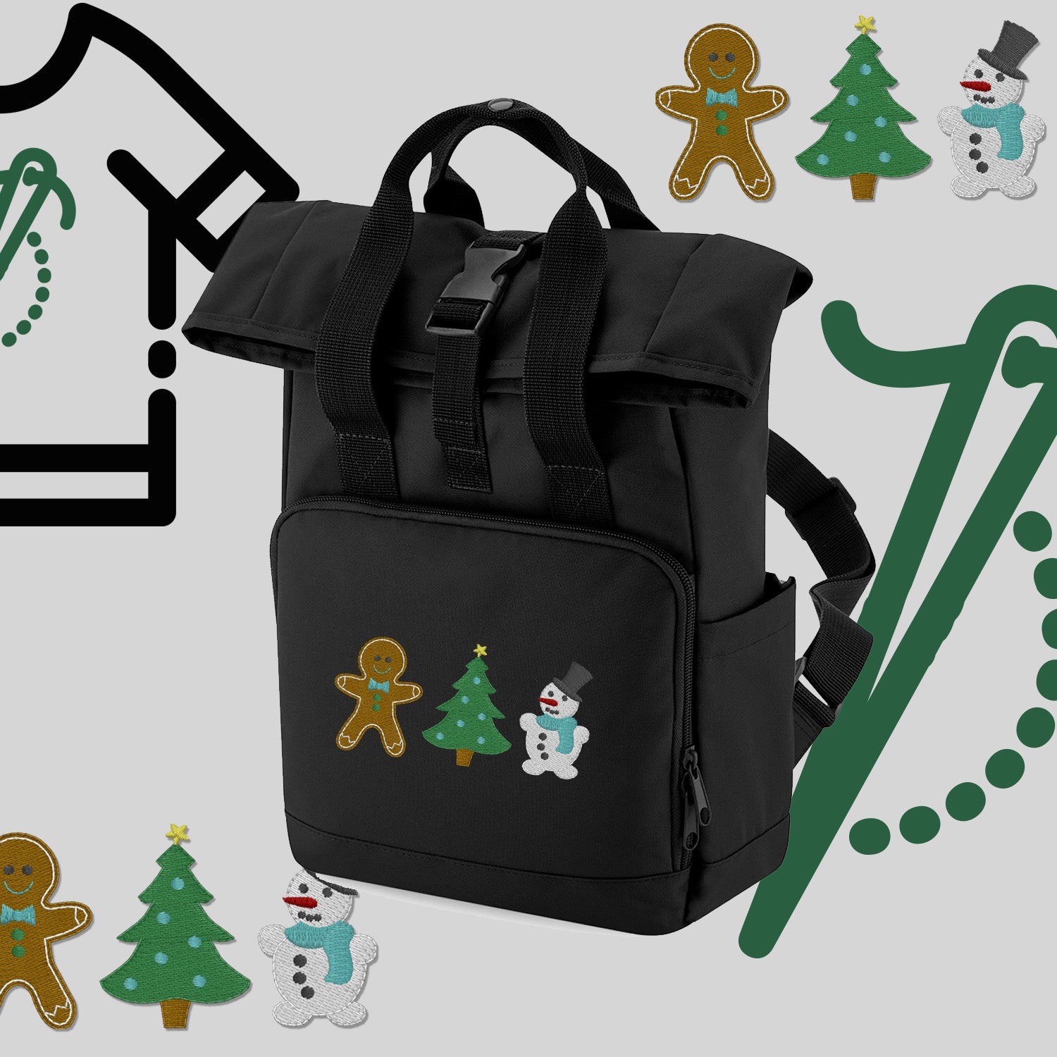 Plecak "Świąteczna gromadka"-haft komputerowy, styl z przesłaniem