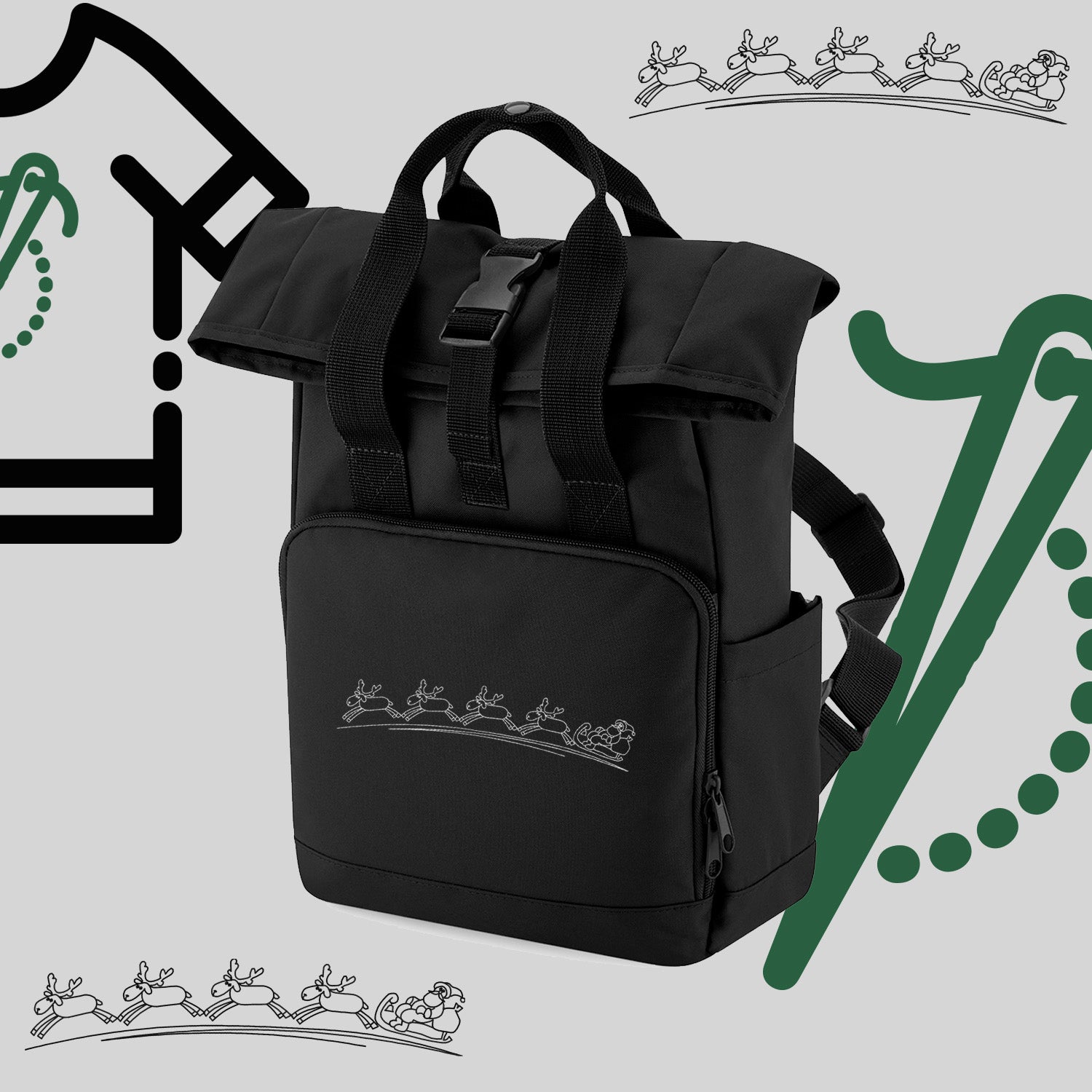 Plecak "Śnieżny zaprzęg"-haft komputerowy, styl z przesłaniem