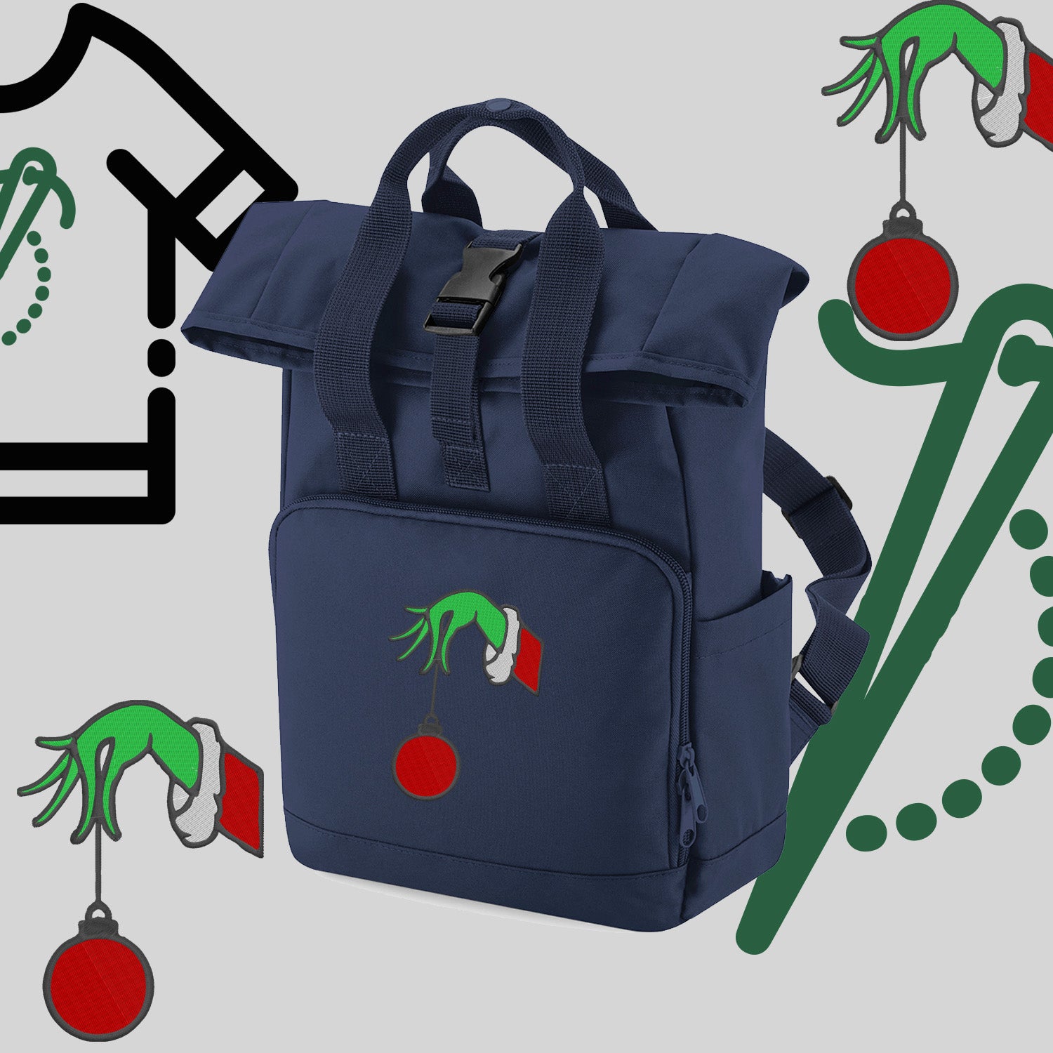 Plecak "Grinch Bombka"-haft komputerowy, styl z przesłaniem