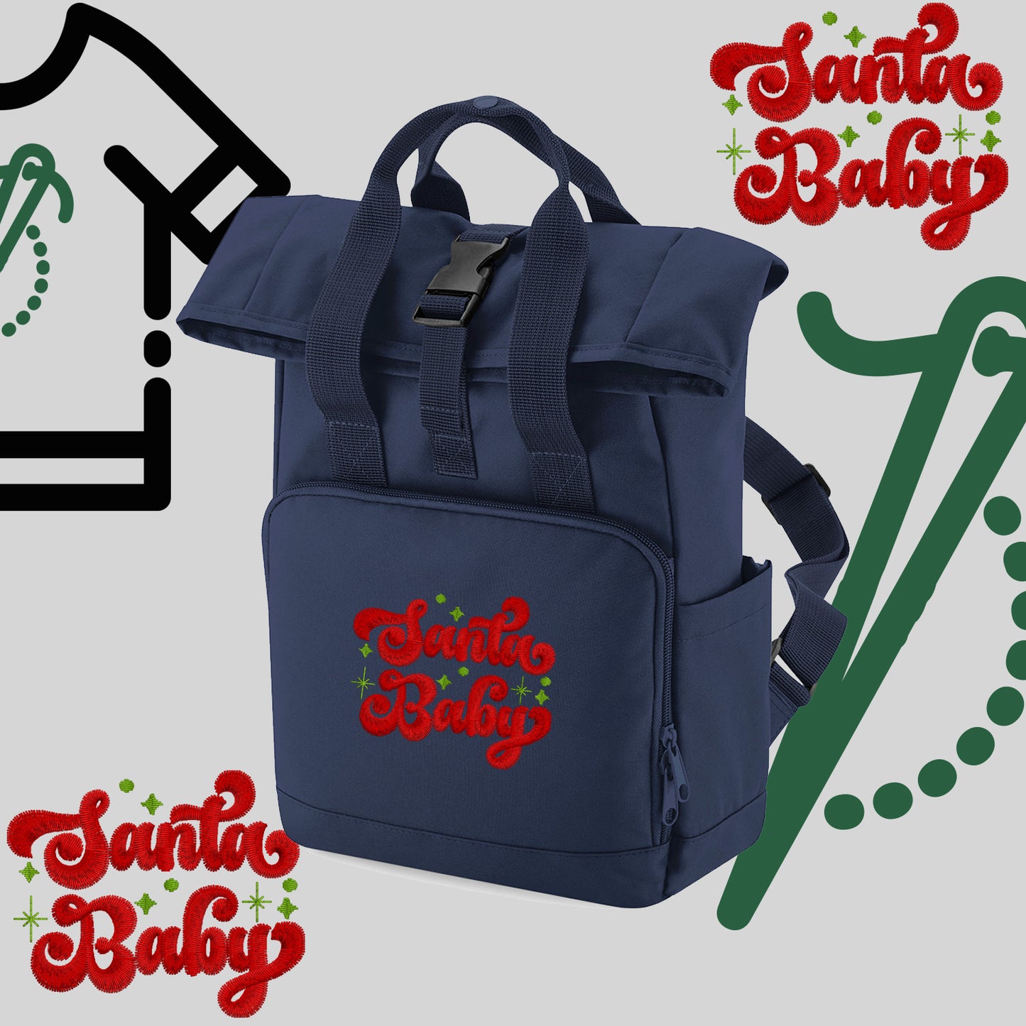 Plecak "Santa Baby"-haft komputerowy, styl z przesłaniem