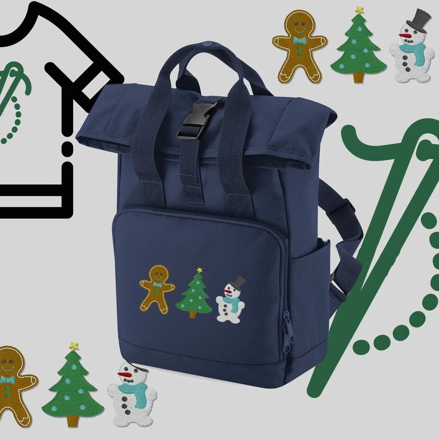 Plecak "Świąteczna gromadka"-haft komputerowy, styl z przesłaniem Haft z radości
