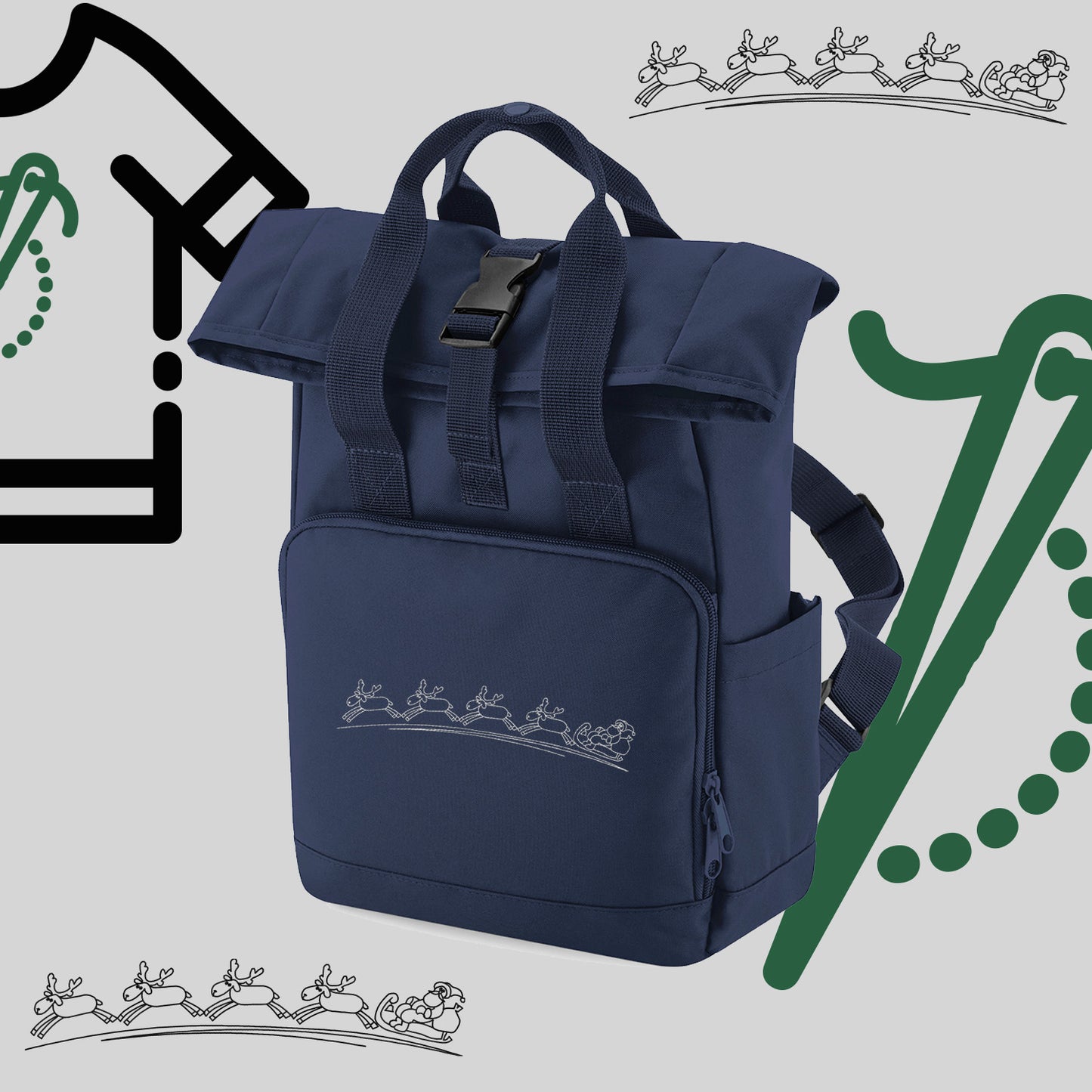 Plecak "Śnieżny zaprzęg"-haft komputerowy, styl z przesłaniem