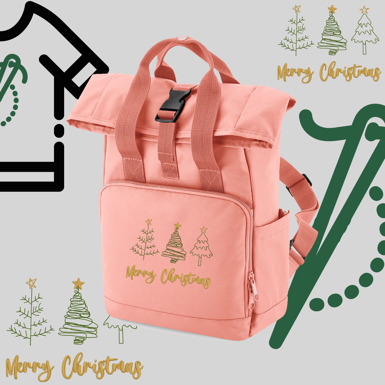 Plecak "Trzy Choinki"-haft komputerowy, styl z przesłaniem