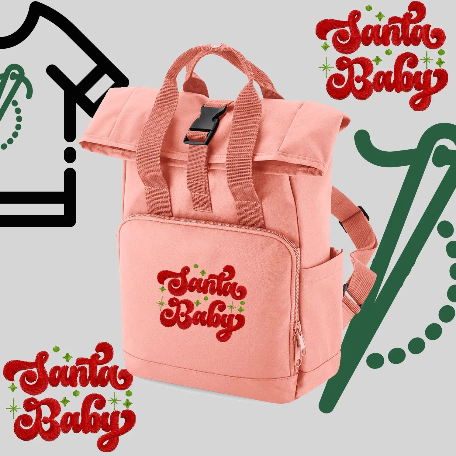 Plecak "Santa Baby"-haft komputerowy, styl z przesłaniem Haft z radości