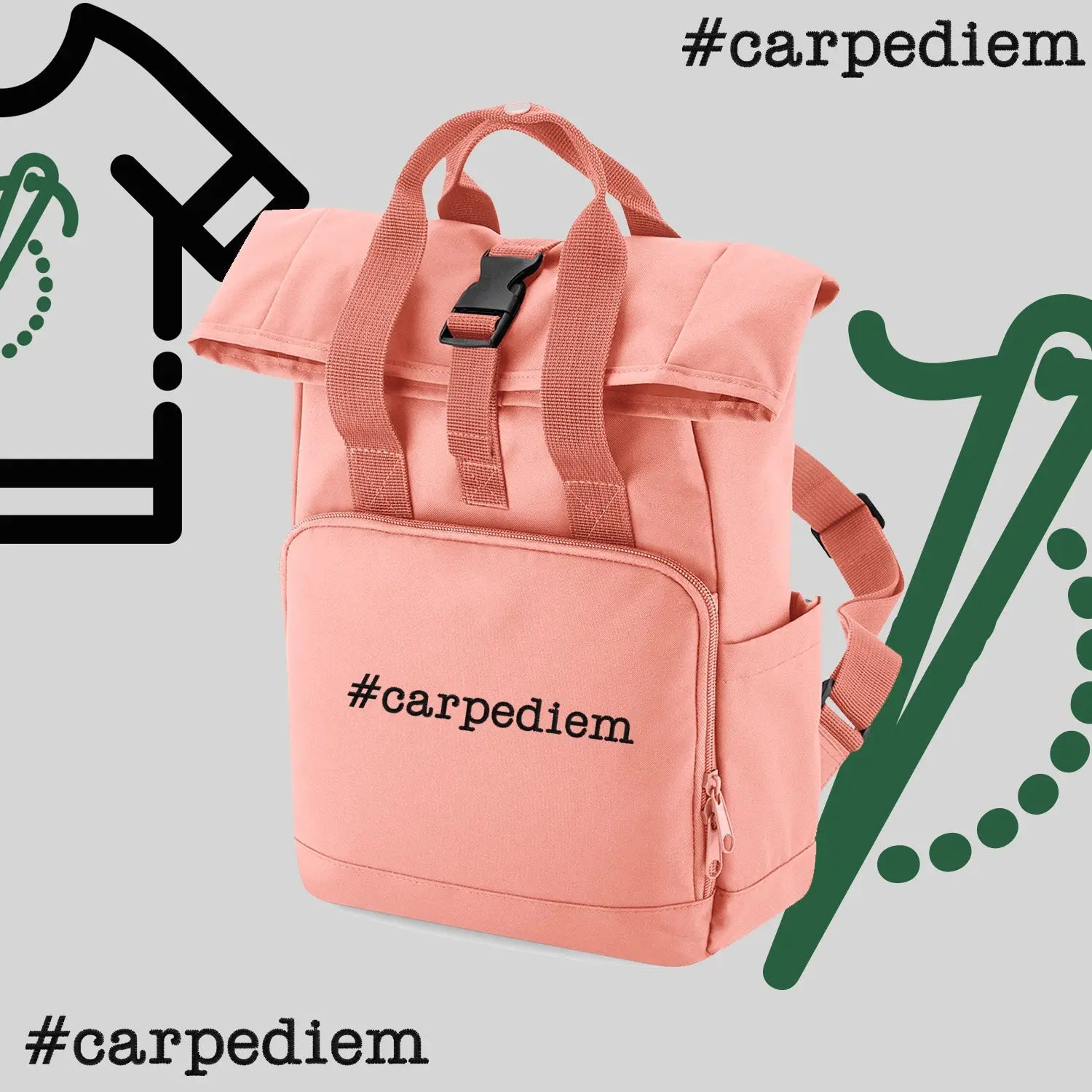 Plecak "#carpediem"-haft komputerowy, styl z przesłaniem Haft z radości