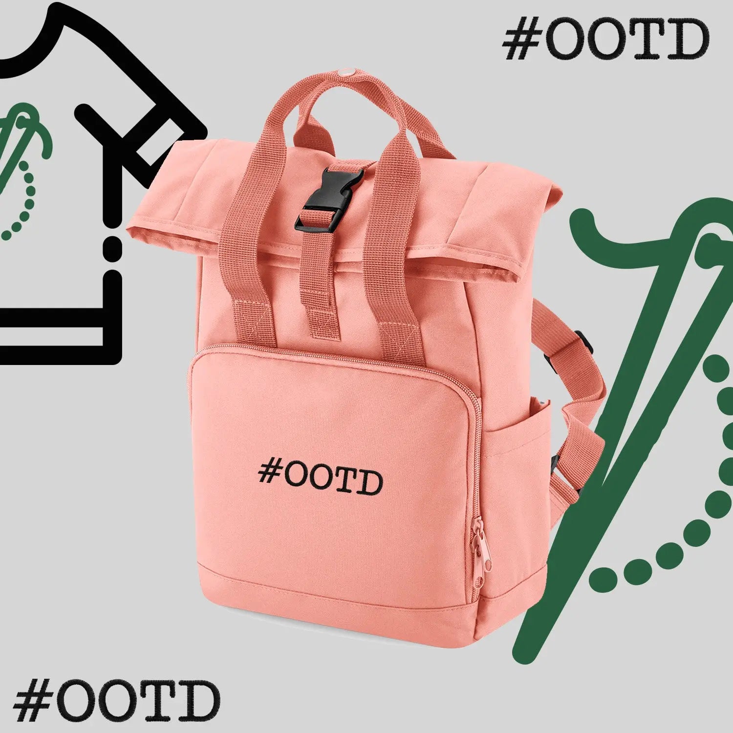 Plecak "#ootd"-haft komputerowy, styl z przesłaniem Haft z radości