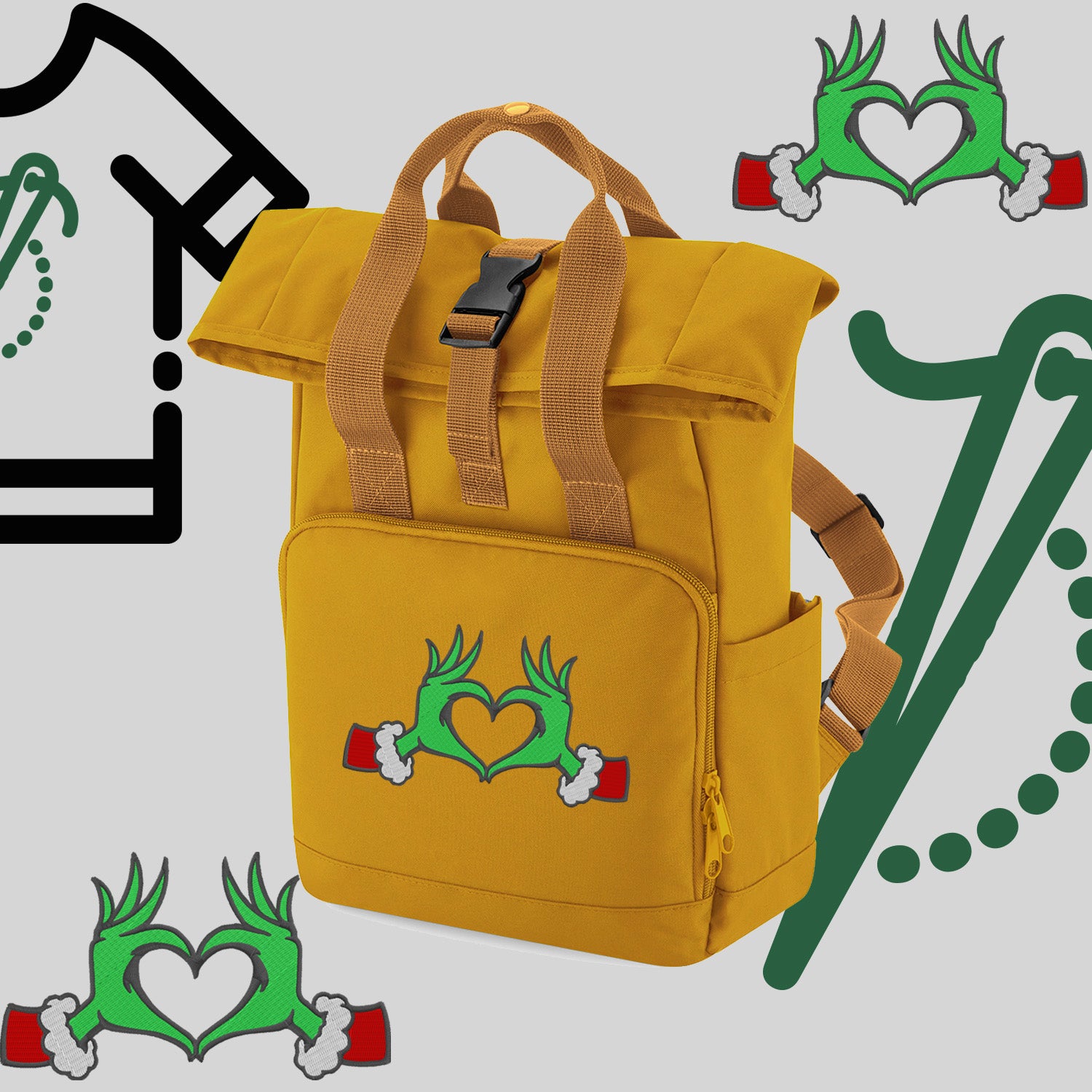 Plecak "Grinch Serce"-haft komputerowy, styl z przesłaniem